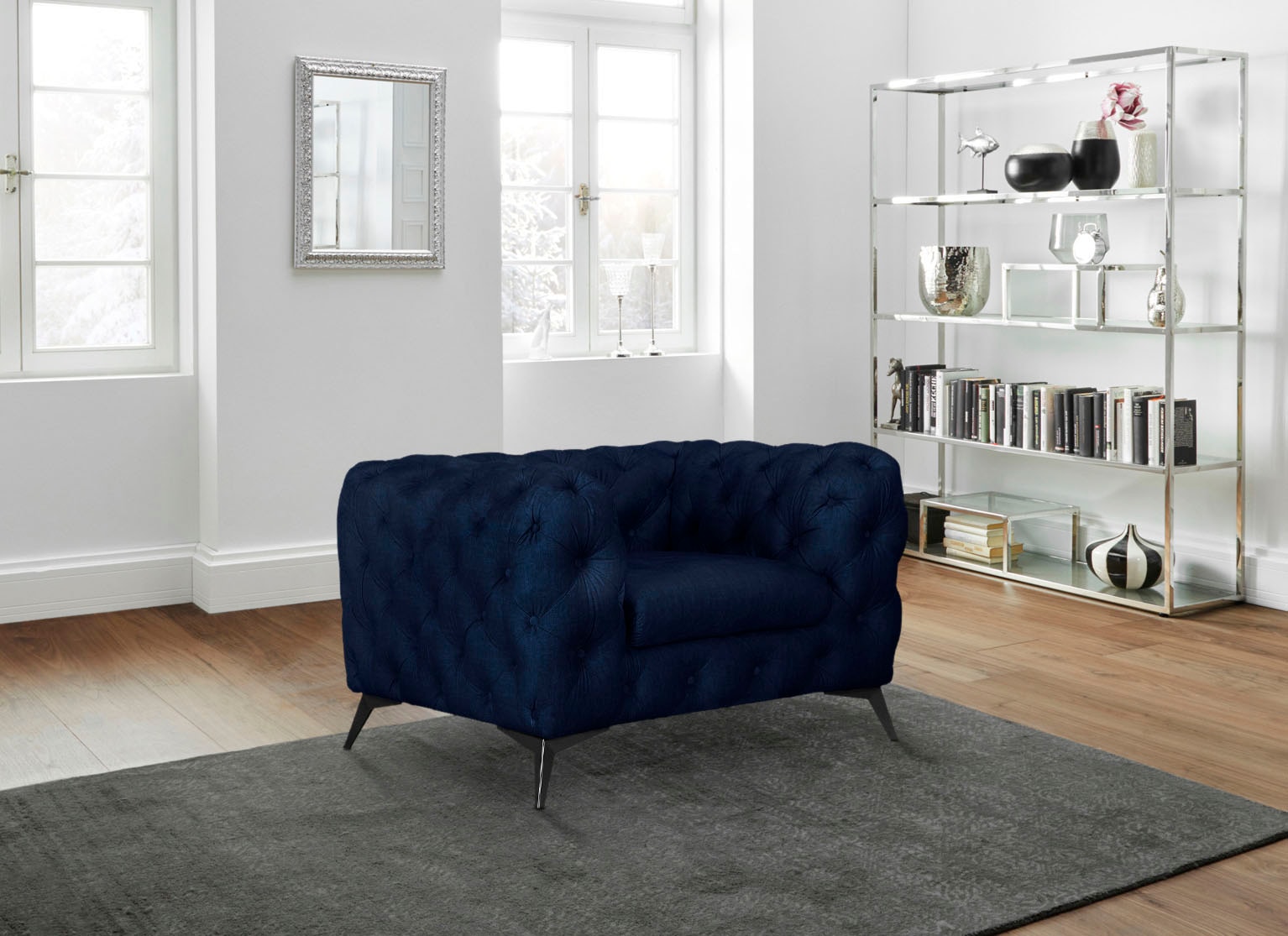 Leonique Chesterfield-Sessel »Glynis Sessel«, aufwändige Knopfheftung, moderne Chesterfield Optik, Fußfarbe wählbar