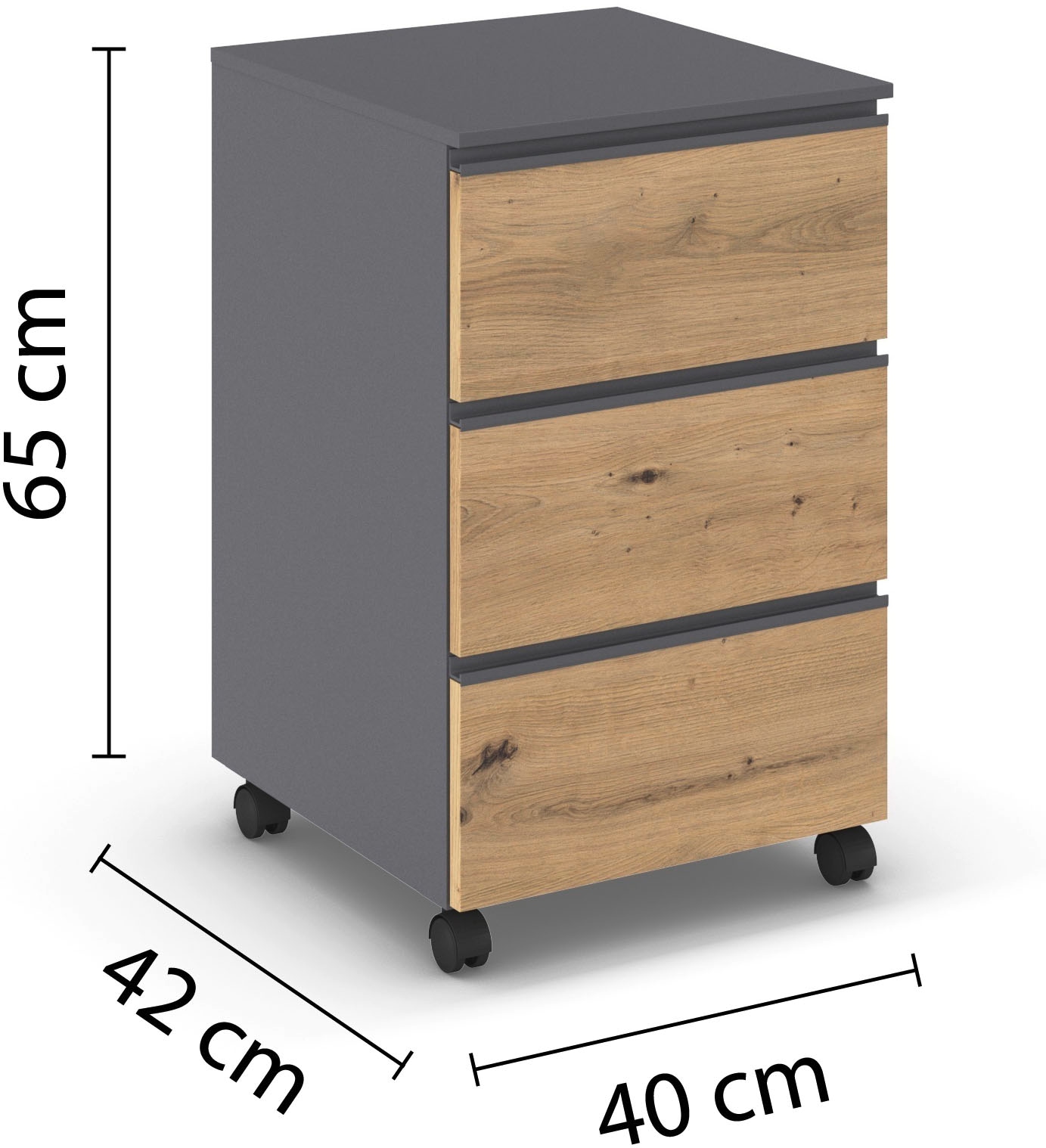 rauch Nachtkommode »Joel« Breite 40 cm,  drei geräumige Schubladen mit stabilen Rollen MADE IN GERMANY
