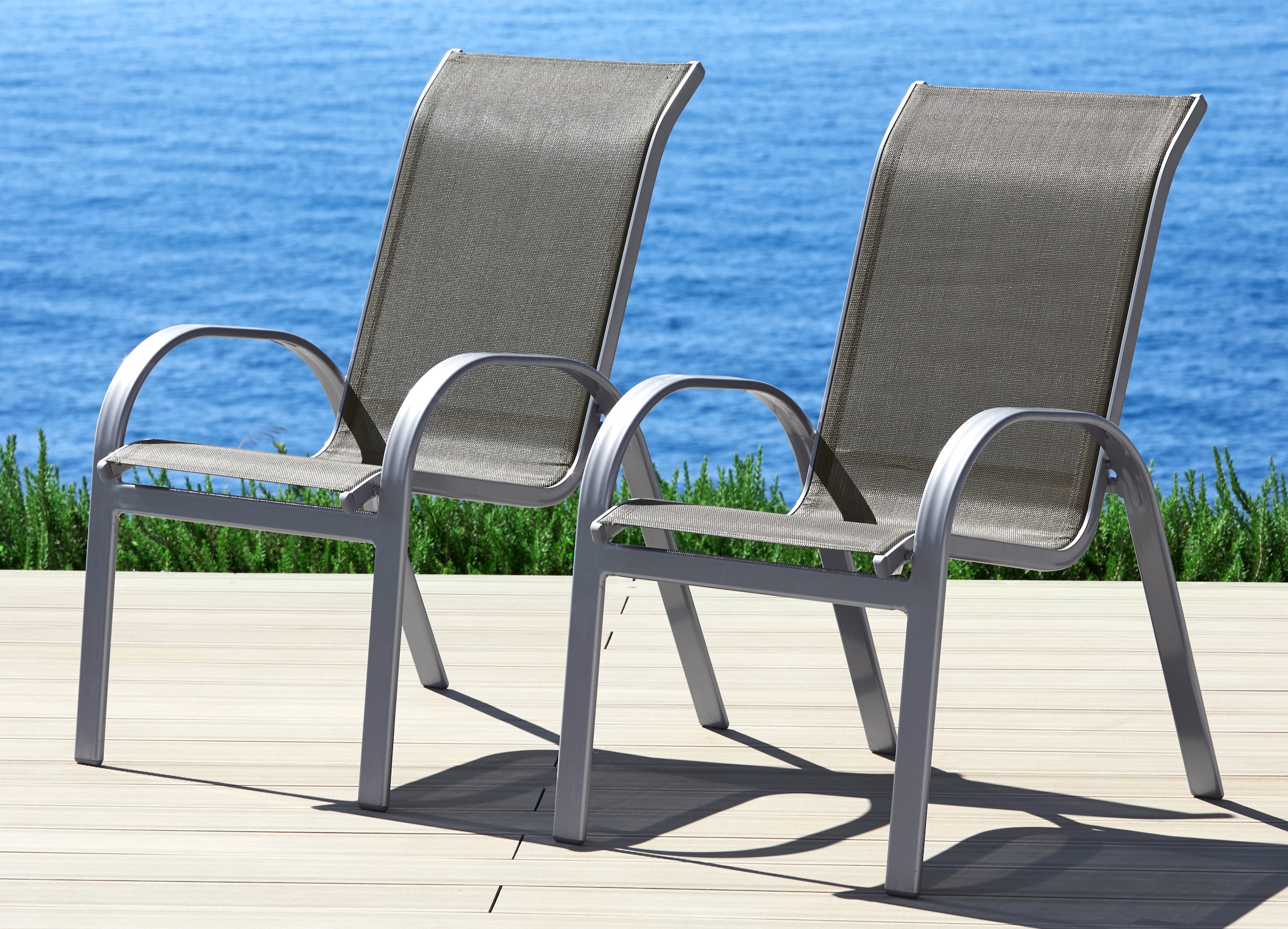 MERXX Gartenstuhl »Amalfi« (Set) 2 Stk. 2er Set, Alu/Textil, stapelbar günstig online kaufen