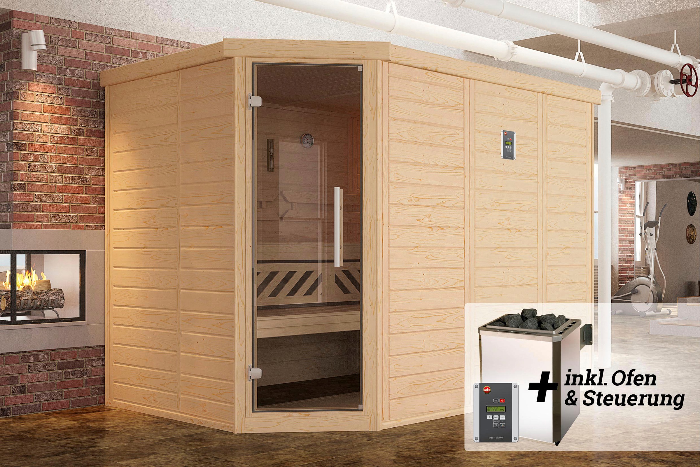 weka Sauna »Kemi« Set,  7,5 kW-Ofen mit digitaler Steuerung
