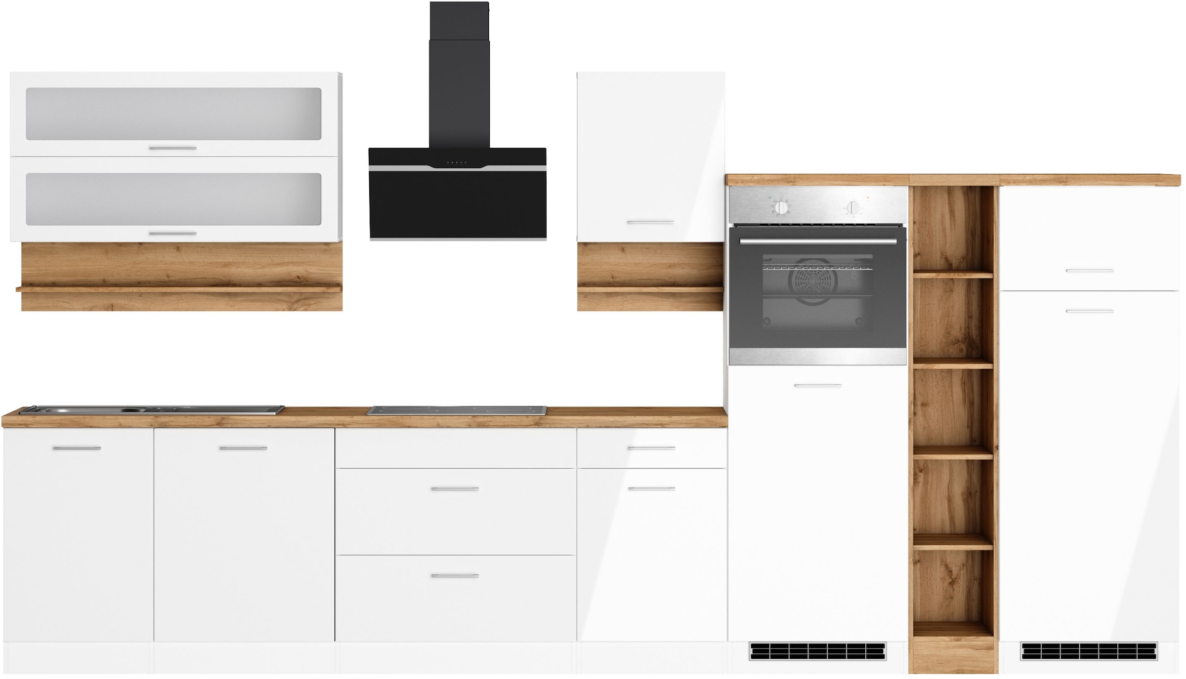KOCHSTATION Küchenzeile »KS-Milan« 390 cm breit, viel Stauraum, wahlweise m günstig online kaufen