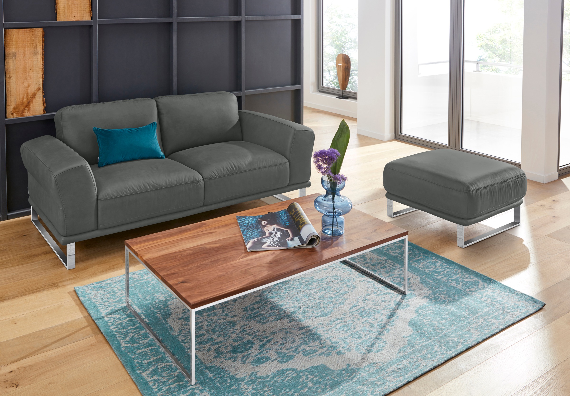 W.SCHILLIG Hocker »montanaa«, mit Metallkufen in Chrom glänzend, Breite 71 cm