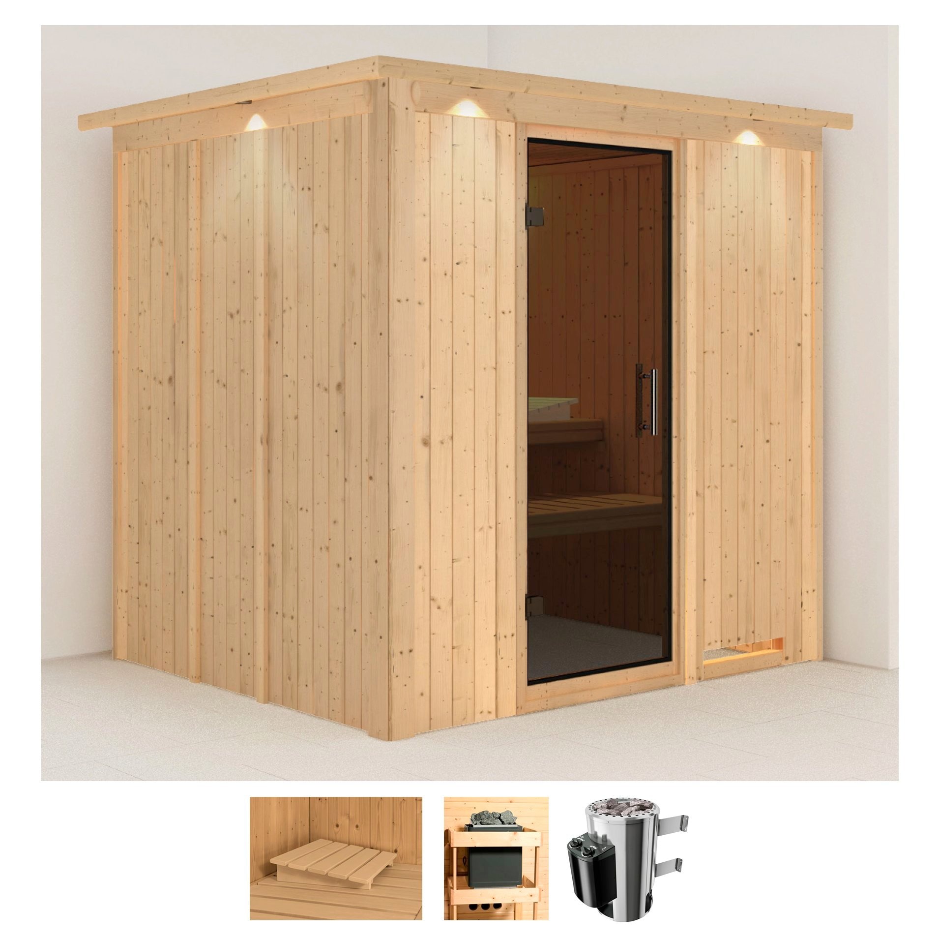 Karibu Sauna »Dima«, 3,6-kW-Plug & Play Ofen mit integrierter Steuerung günstig online kaufen