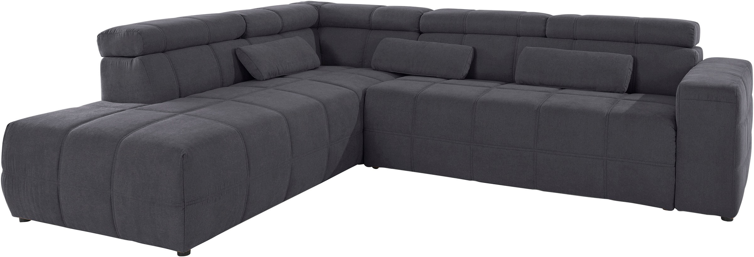 DOMO collection Ecksofa »Brandon L-Form, auch in Leder«, inklusive Kopfteilverstellung, wahlweise mit Sitztiefenverstellung