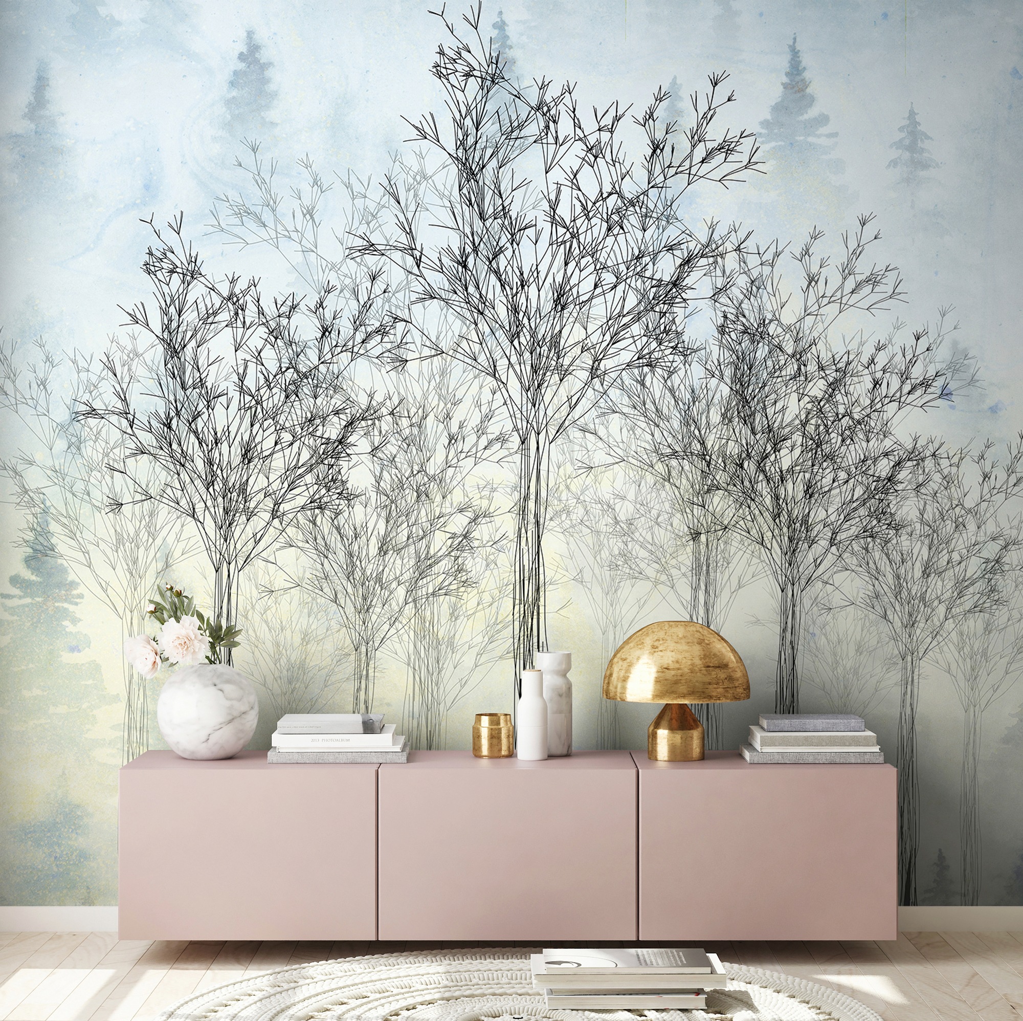 Architects Paper Fototapete »Atelier 47 Trees Artwork 2«, Wald, Vlies, Wand, Schräge, Decke