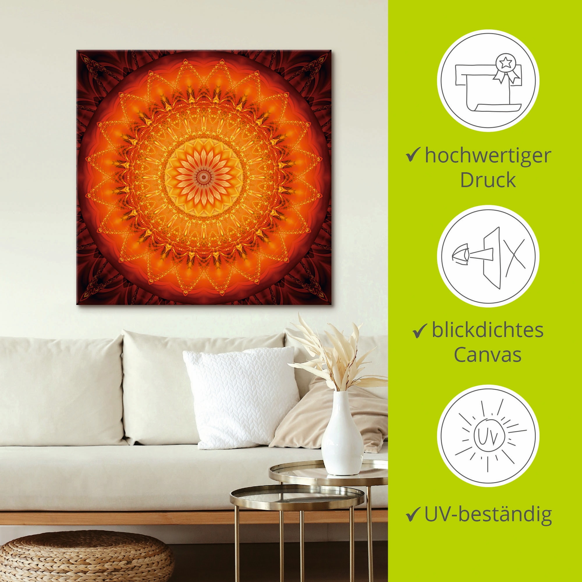 Artland Wandbild »Mandala Energie 1«, Muster, (1 St.), als Leinwandbild, Poster, Wandaufkleber in verschied. Größen