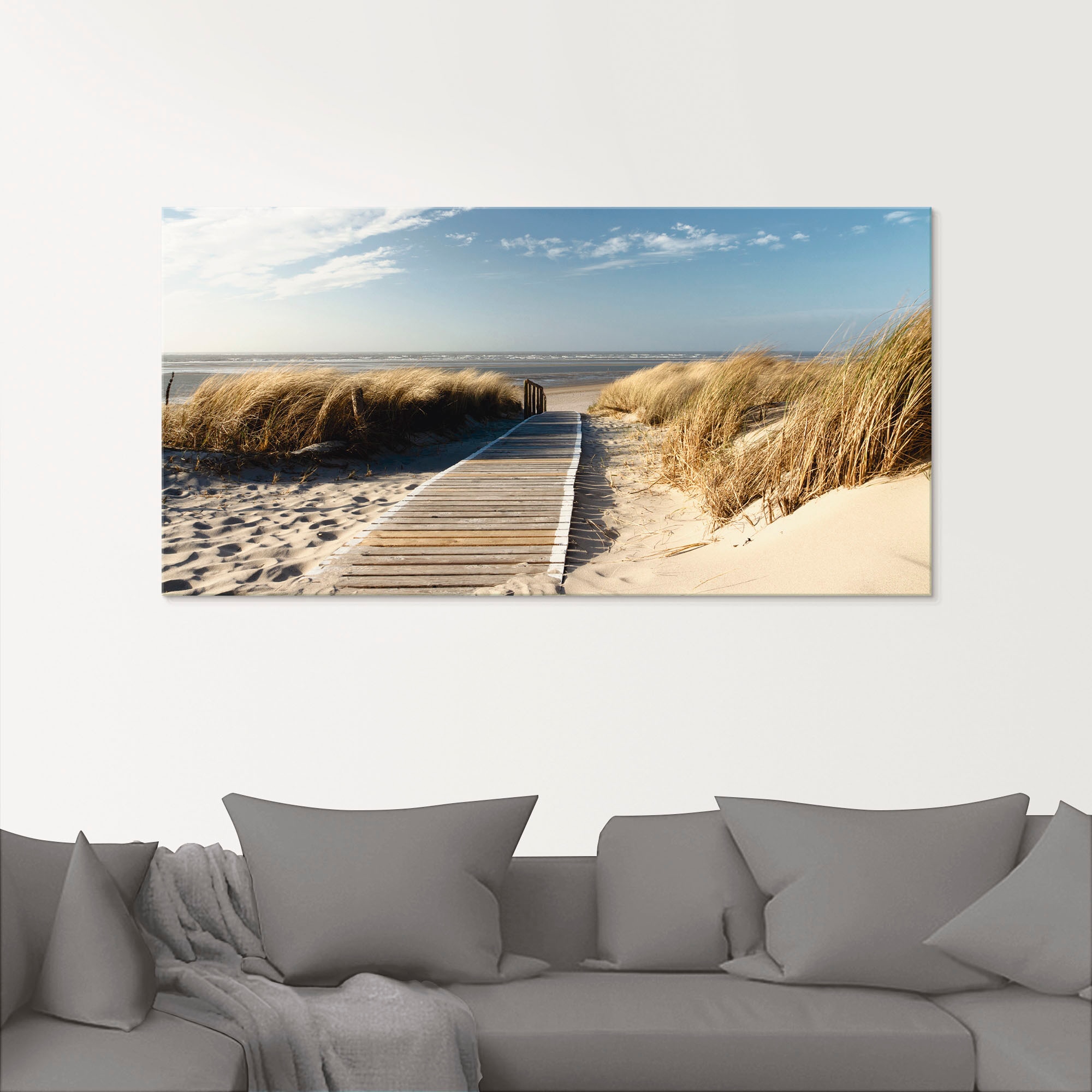 Artland Glasbild »Nordseestrand auf Langeoog - Steg« Strand 1 Stk. tlg. in günstig online kaufen