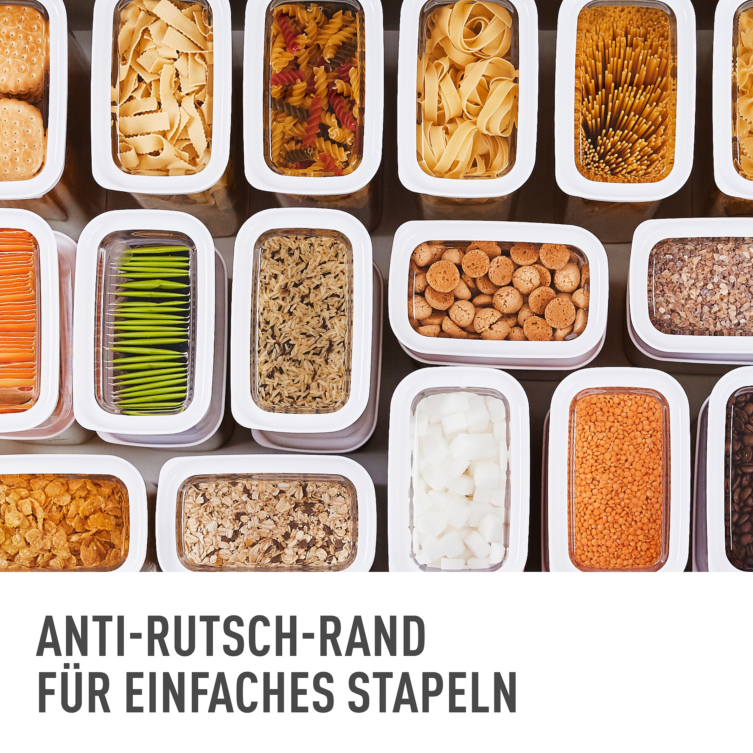 Emsa Vorratsdose »Optima«, (2 tlg.), 1,6 Liter, rechteckig, frische Dichtung, rutschfeste Stapelränder