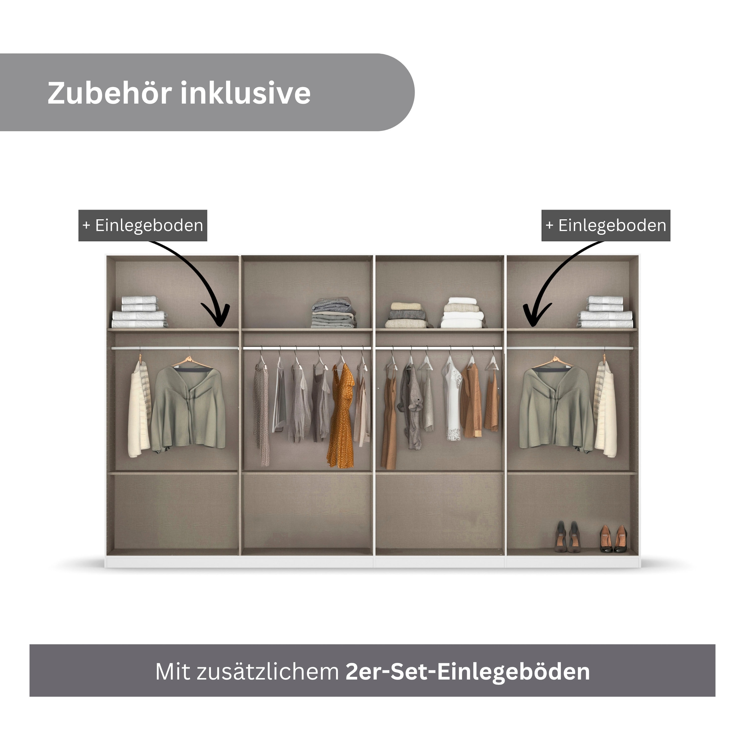 rauch Drehtürenschrank »Kleiderschrank Kleiderschränke Schrank Garderobe AGORDO mit Glasfront«, (in zwei Griff-Farben, Breiten 91-360 cm), mit Außenschubkästen, in 7 Breiten und 2 Höhen MADE IN GERMANY