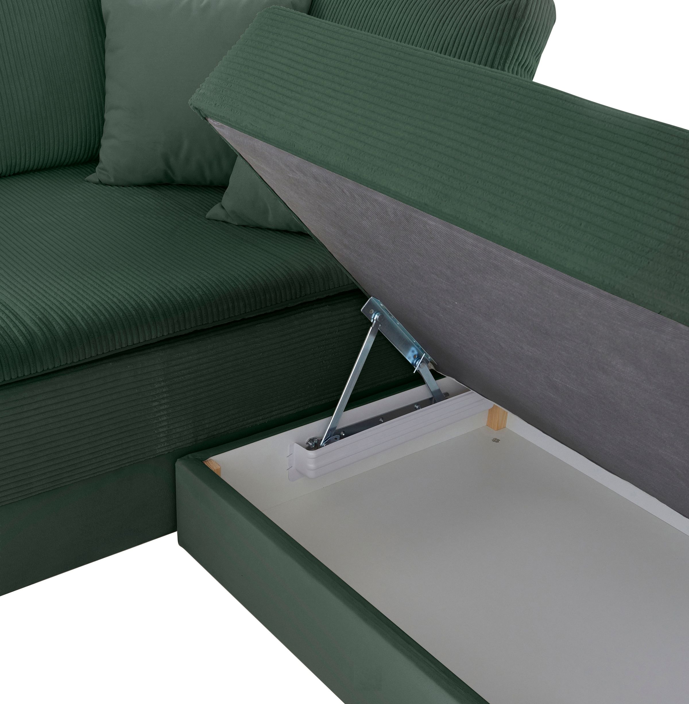 INOSIGN Ecksofa »Boxspringbett Night & Day L-Form mit Dauer-Schlaffunktion mit Armlehne«, mit Boxspring-Bettfunktion 180x200 cm und Bettkasten, Dauerschläfer!