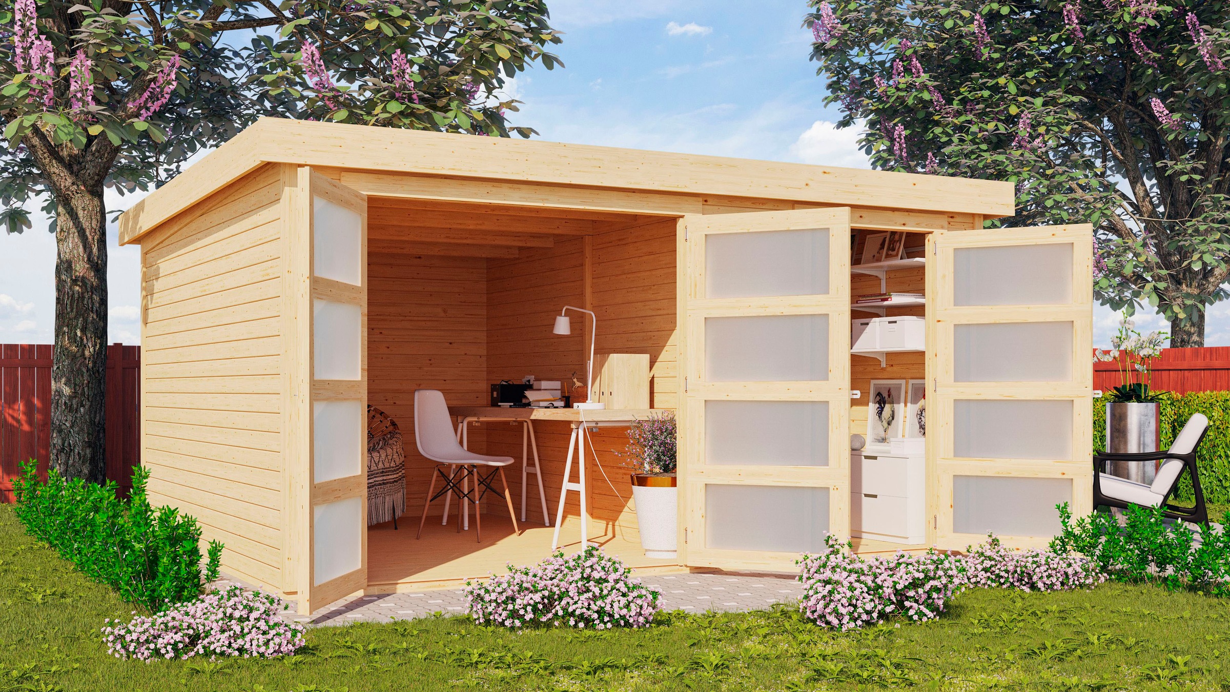 KARIBU Gartenhaus »Mühlentrup 3« terragrau oder naturbelassen naturbelassen