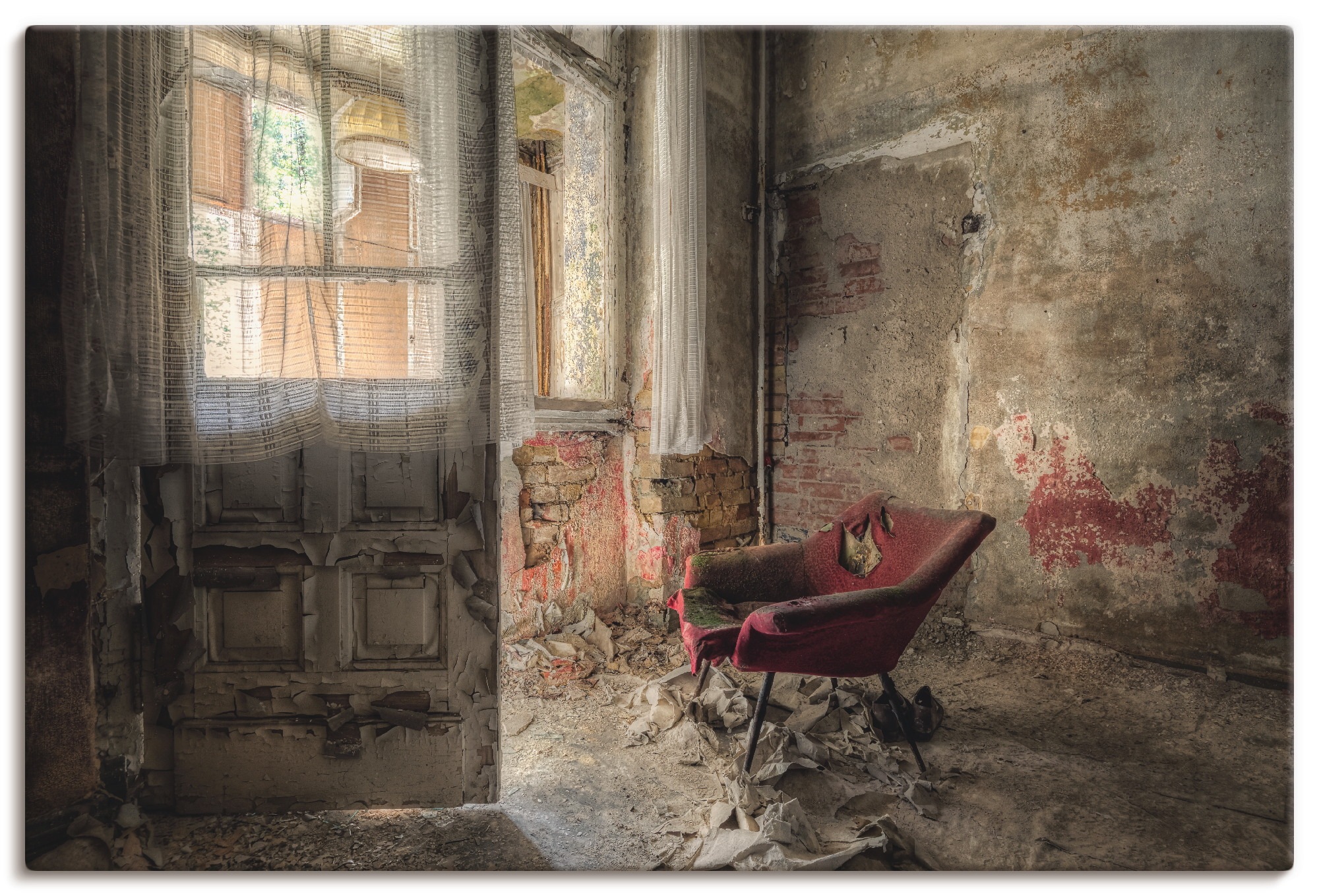 Artland Wandbild »Lost Place - roter Sessel I« Innenarchitektur 1 Stk. tlg. günstig online kaufen
