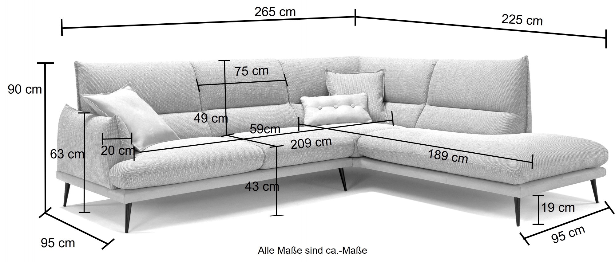 Egoitaliano Ecksofa »FUNNY, hochwertiges und aktuelles Design, bequeme Rückenlehne« toller Sitzkomfort, L-Form
