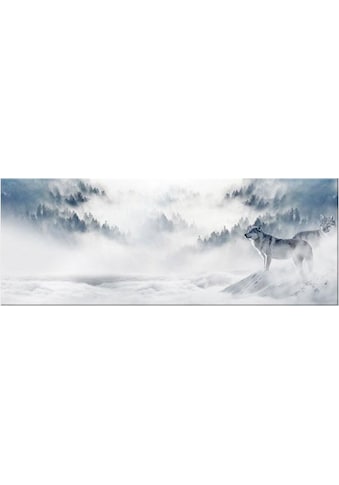 Wall-Art Acrylglasbild »Wölfe im Schnee - Panorama«, in 2 Größen kaufen