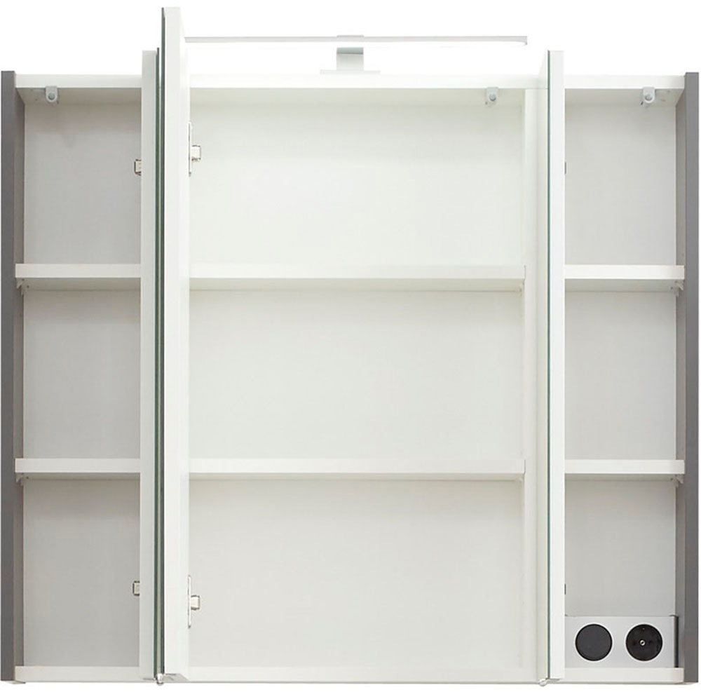 Saphir Badmöbel-Set »Quickset 2-teilig, Keramik-Aufsatzbecken mit LED-Spiegelschrank«, (5 St.), Waschplatz 80 cm breit, inkl. Türdämpfer, 3 Türen, 2 Schubladen