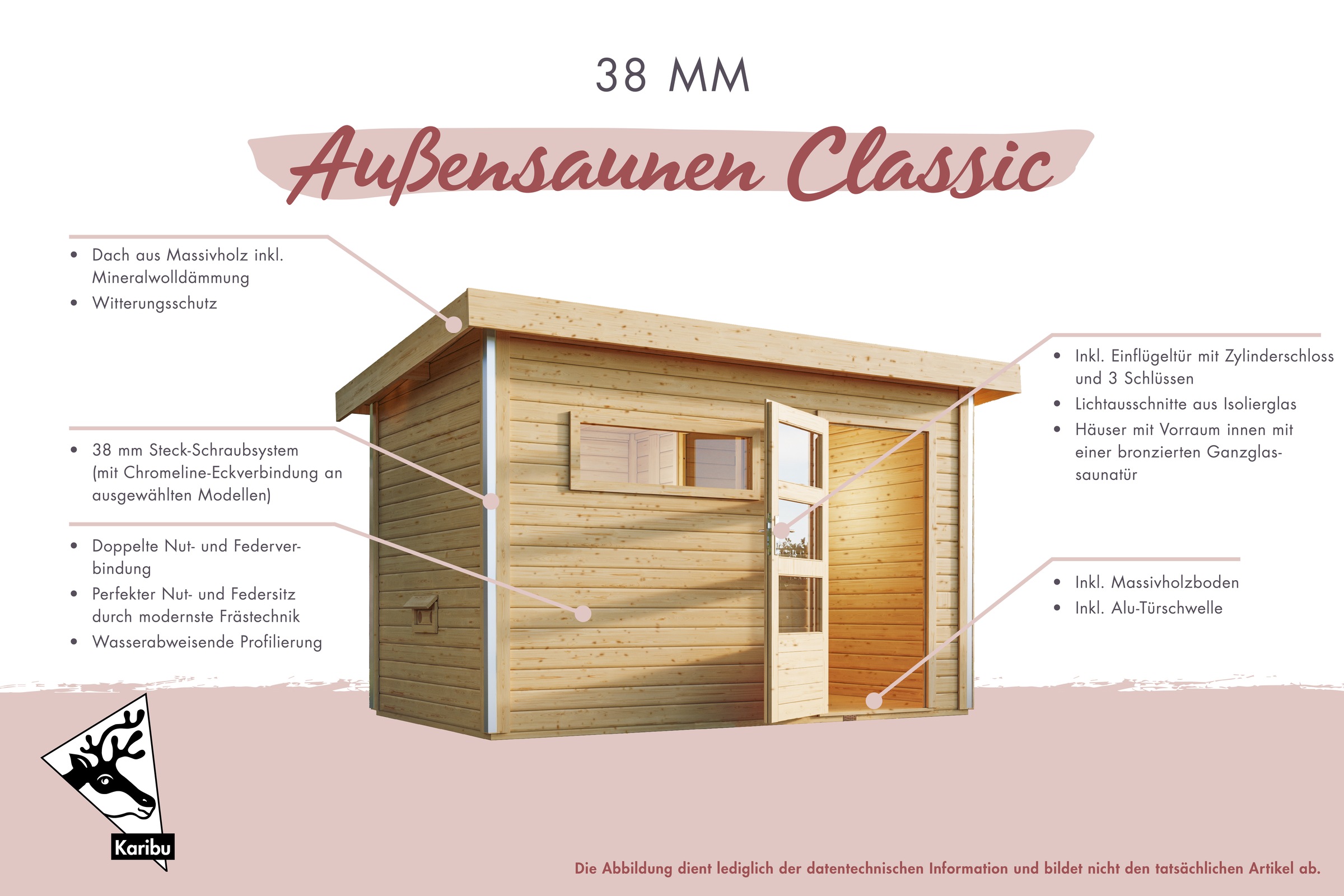 Karibu Saunahaus »»Armin 3« naturbelassen« in verschiedenen Ausführungen er günstig online kaufen