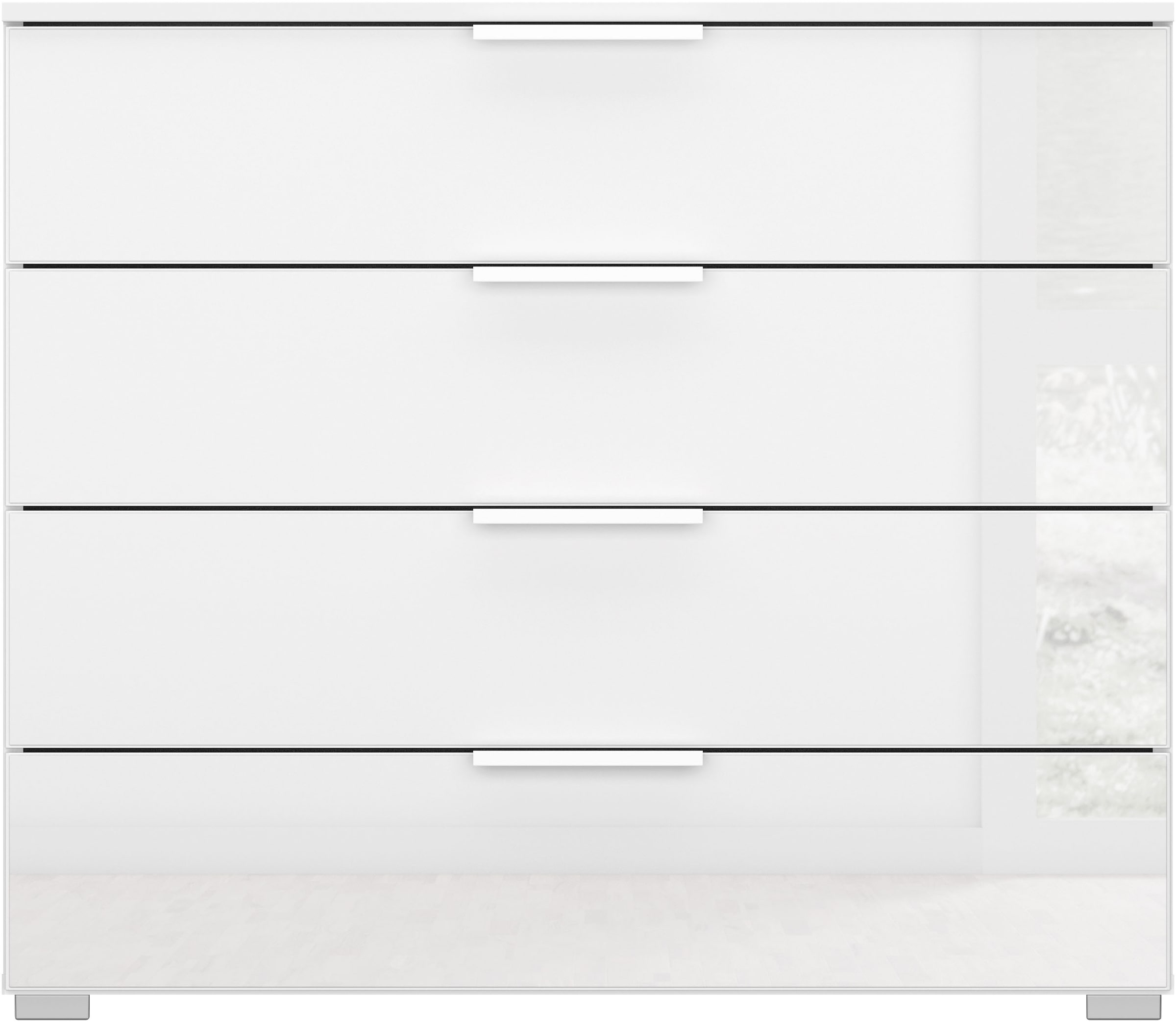 rauch Schubkastenkommode »Sideboard Kommode Schubkastenkommode KOLUNA mit Glasfront«, (Breite 80 cm inkl. Soft-Close-Funktion), Breite 93 cm mit 4 großen Schubladen für viel Stauraum MADE IN GERMANY