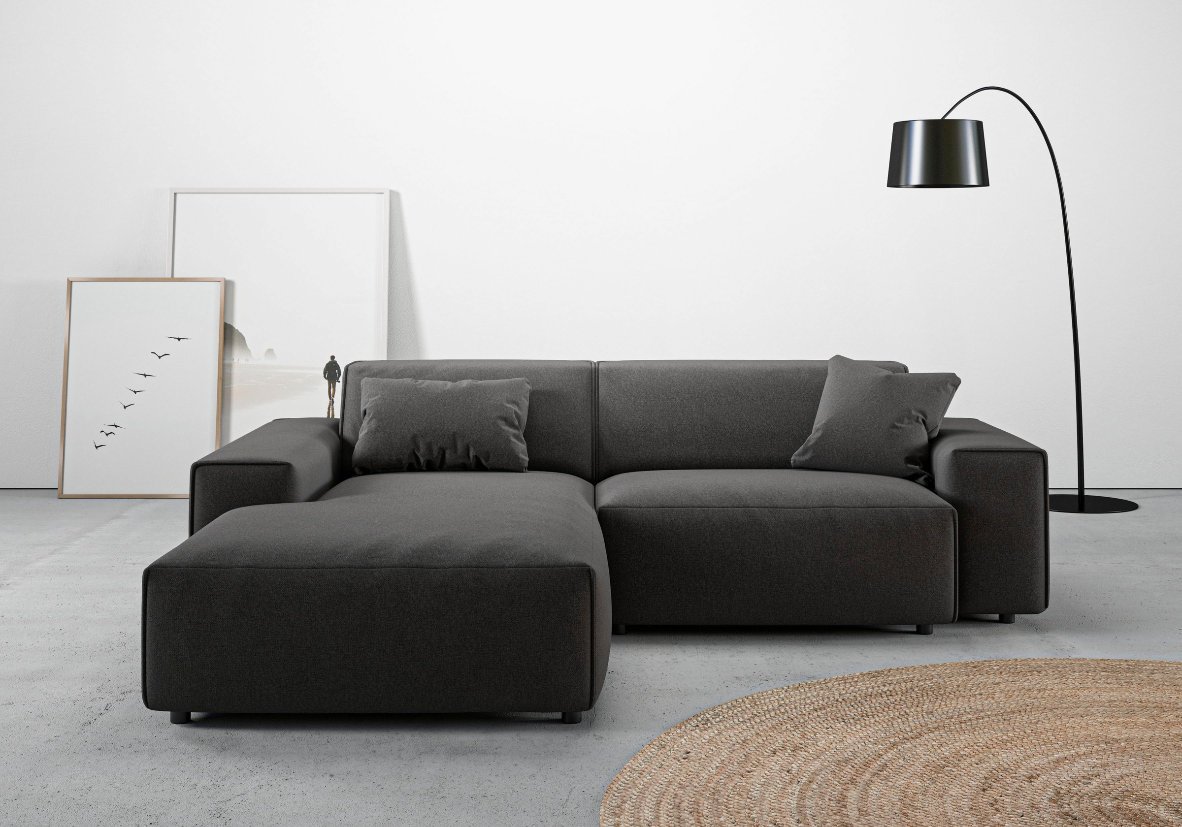 andas Ecksofa »Glimminge L-Form auch in Breitcord, Feincord + Easy care-Bezug,«, Breite 234, Zierkissen