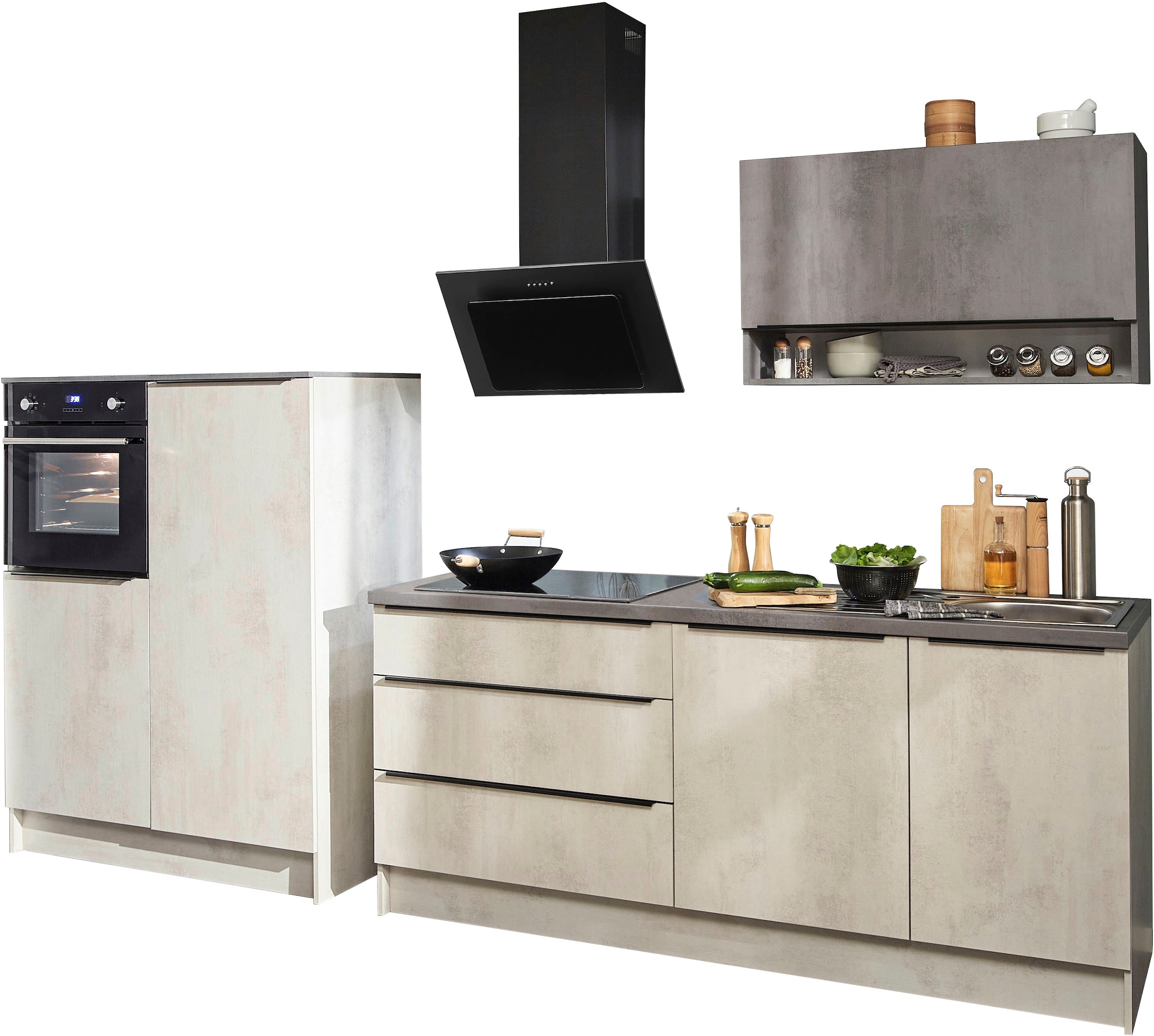 BASIC by Balculina Küchenzeile »Boston« Breite 200 + 123 cm, wahlweise mit E-Geräten