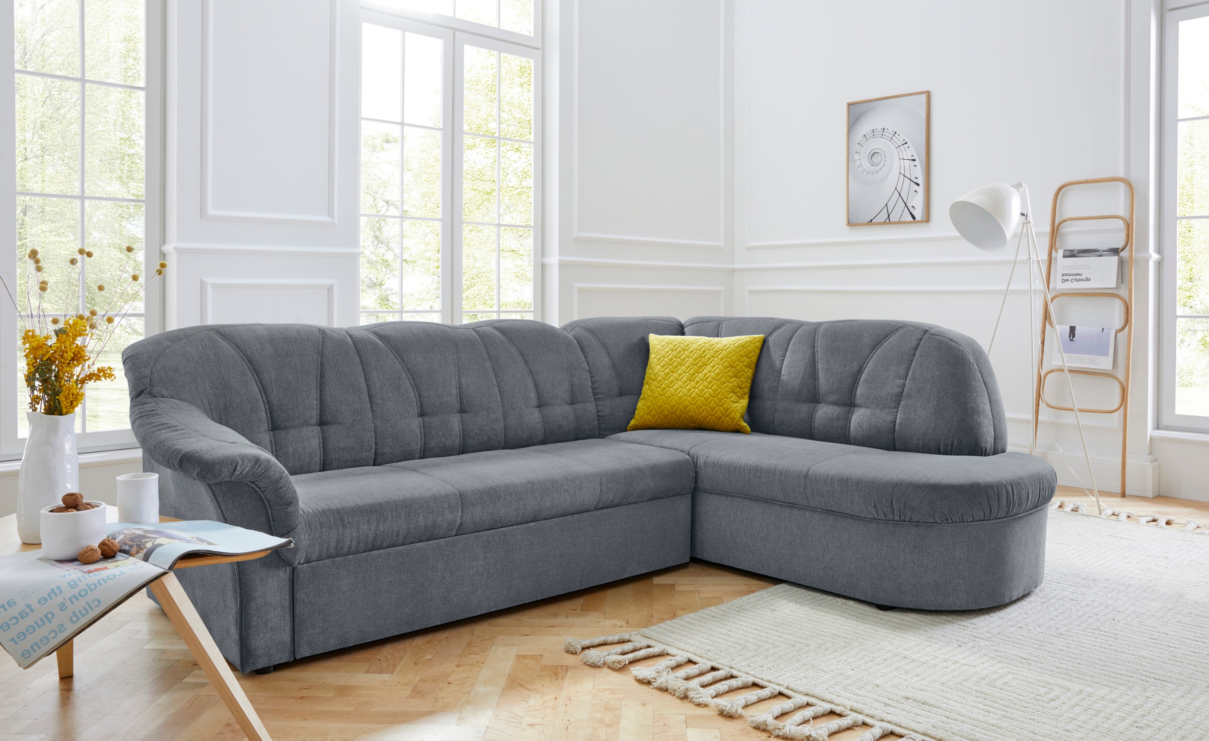 DOMO collection Ecksofa »Pegnitz, zeitlose und elegante Rückensteppung, Bre günstig online kaufen