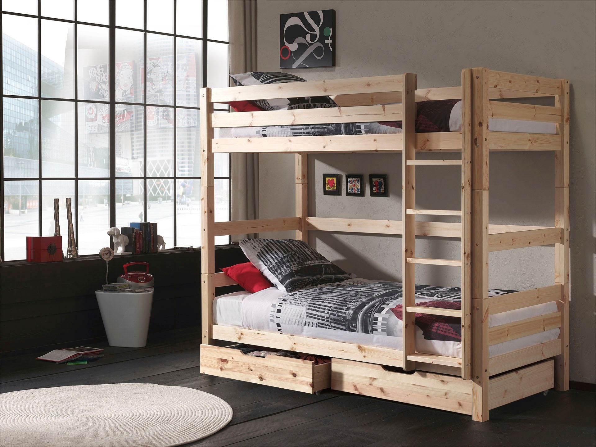 Vipack Etagenbett "Pino, inkl. Rolllattenrost, Leiter und Absturzschutz", ( günstig online kaufen