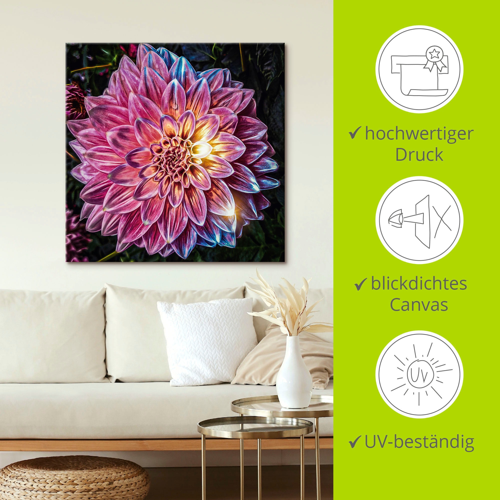 Artland Wandbild »Lila Blüte beleuchtet«, Blumenbilder, (1 St.), als Alubild, Leinwandbild, Wandaufkleber oder Poster in versch. Größen