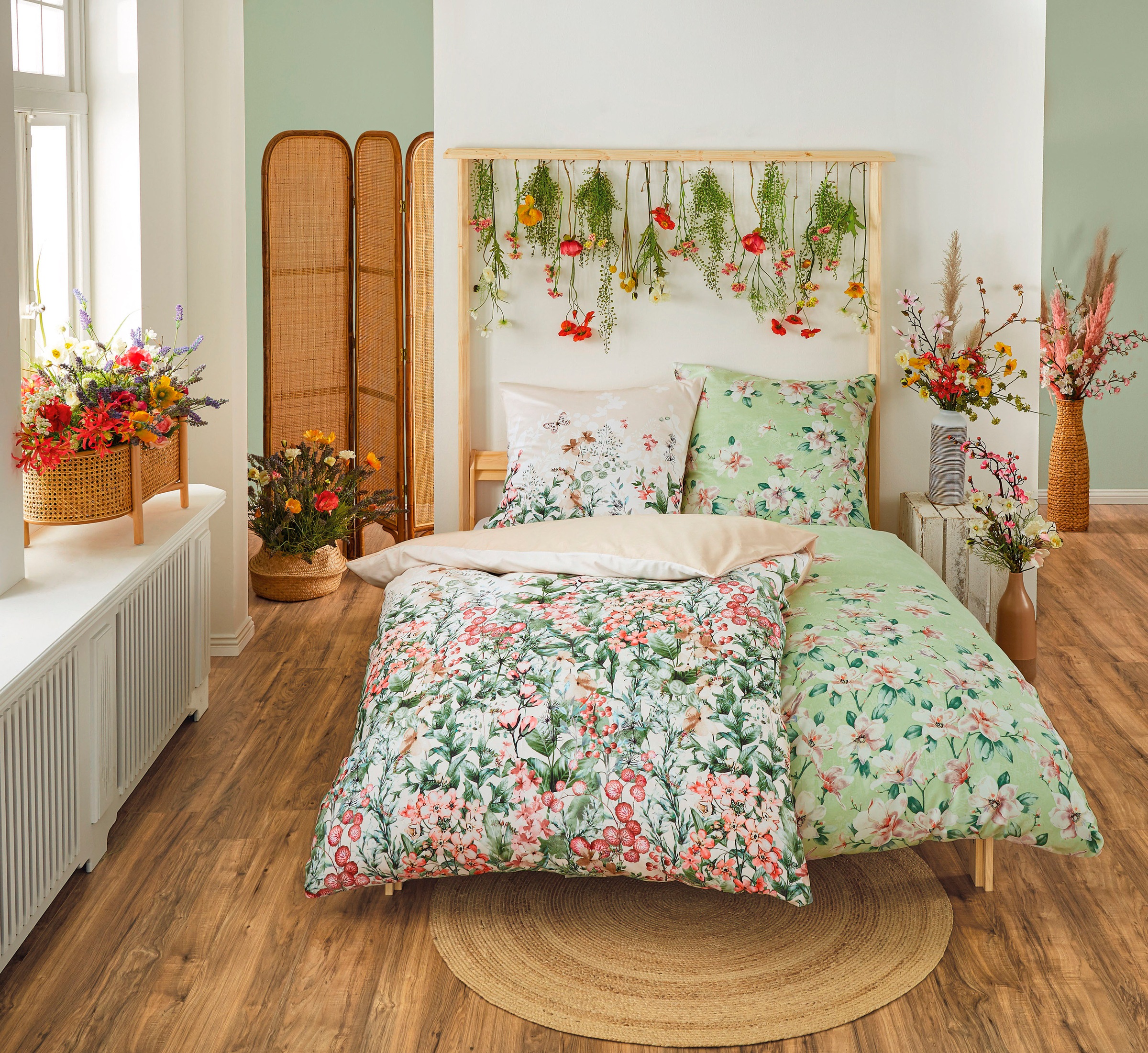 Kleine Wolke Wendebettwäsche »Jardin« 2 Stk. tlg. mit floralem Muster günstig online kaufen