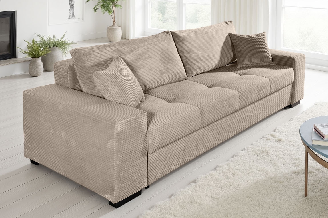 COLLECTION AB Schlafsofa »Kreta, B: 248 cm, Liegefl. 137x195 cm« Bettfunktion, Bettkasten & 2 Zierkissen, optional mit Topper