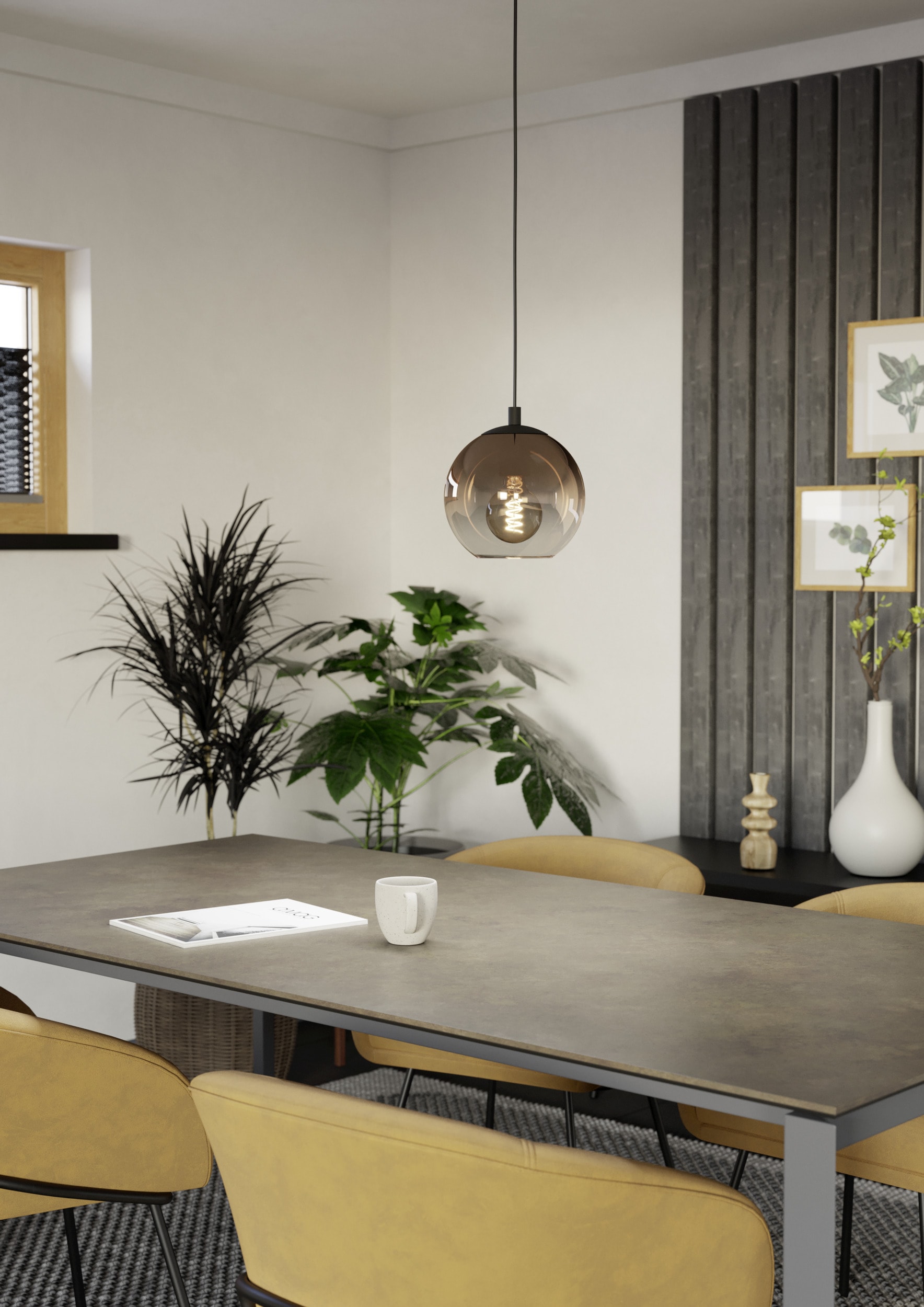 EGLO Hängeleuchte »ARISCANI 1 Pendellampe - Stahl - E27 - 1X60W - IP20« E27 1 Stk. Hängelampe, Deckenlampe, Wohnzimmer, Esszimmer, H110 x Ø20 cm