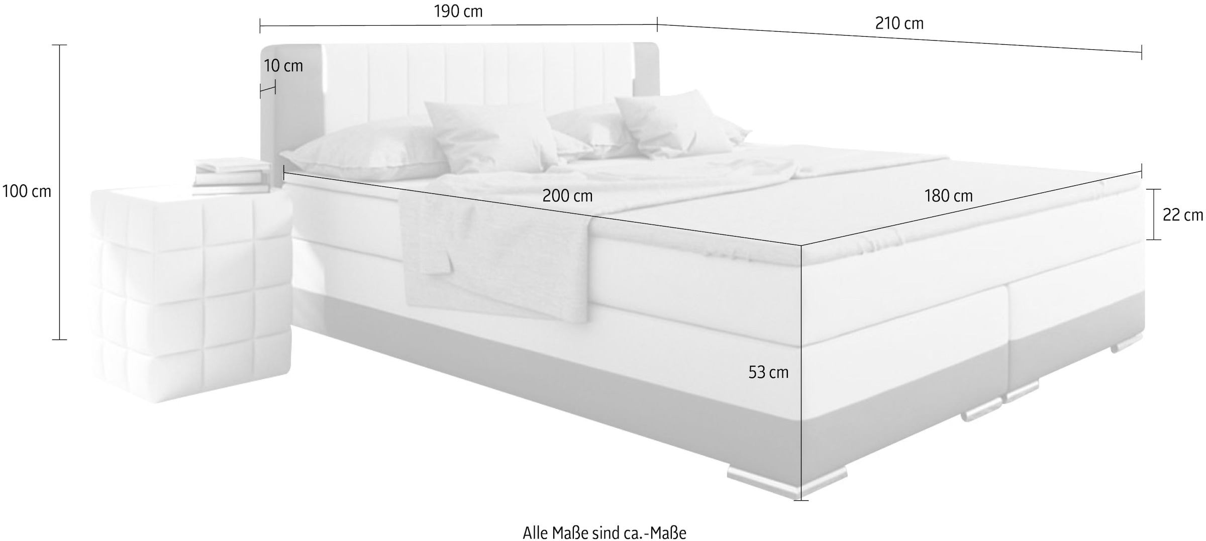 3. Bild von SalesFever Bett, LED-Beleuchtung im Kopfteil, Lounge Bett inklusive Visco-Topper