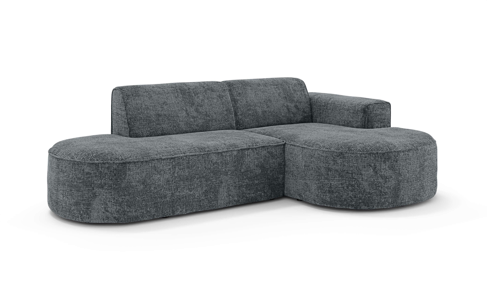 OTTO home Ecksofa »ADELLA XL Design-Sofa mit Recamiere rechts/links, 263/159/76 cm«, L-Form XL mit Wellenunterfederung, runde Form, auch in Cord