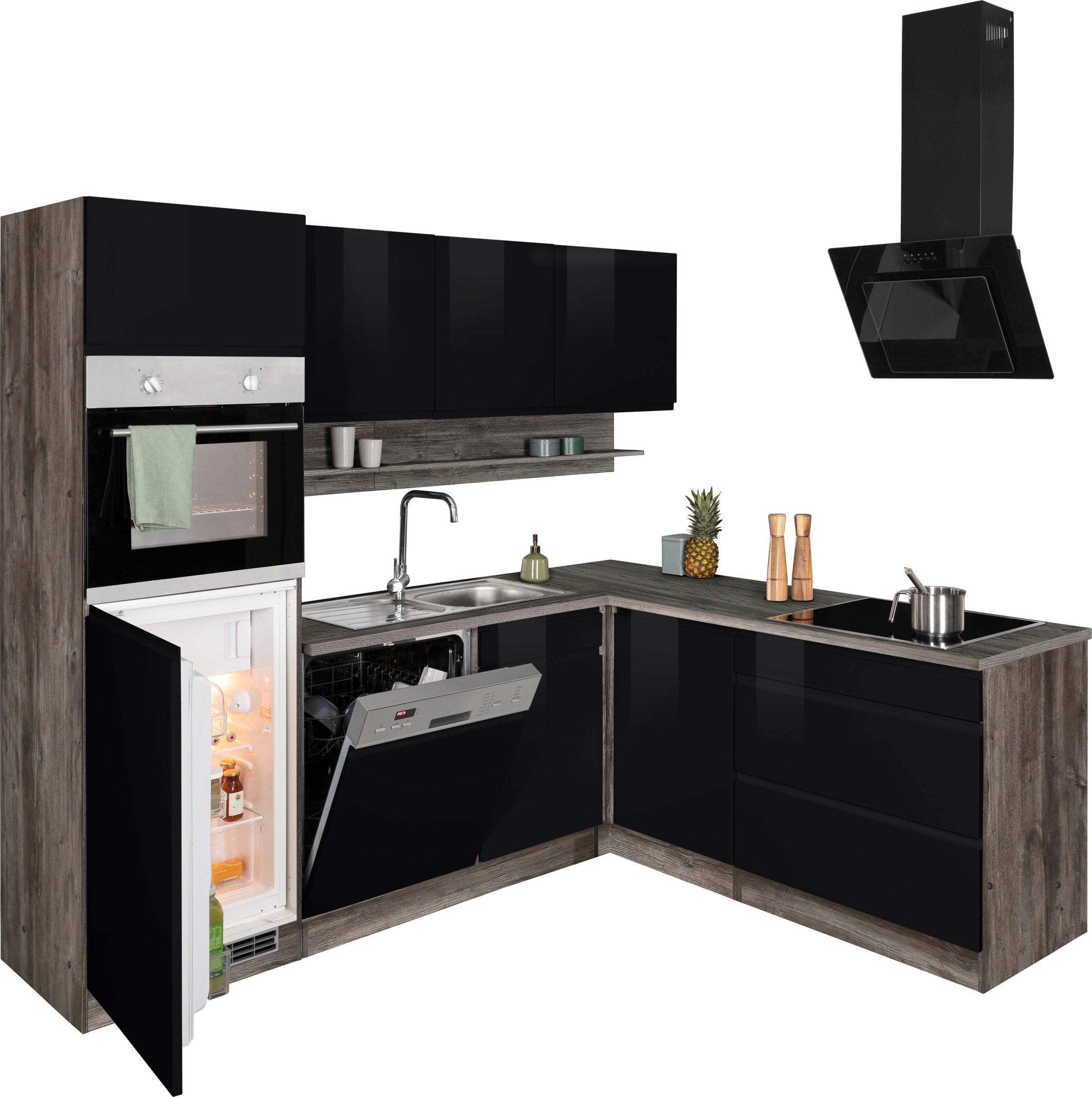 KOCHSTATION Winkelküche »KS-Virginia«, Stellbreite 230/190 cm, wahlweise mit Induktion