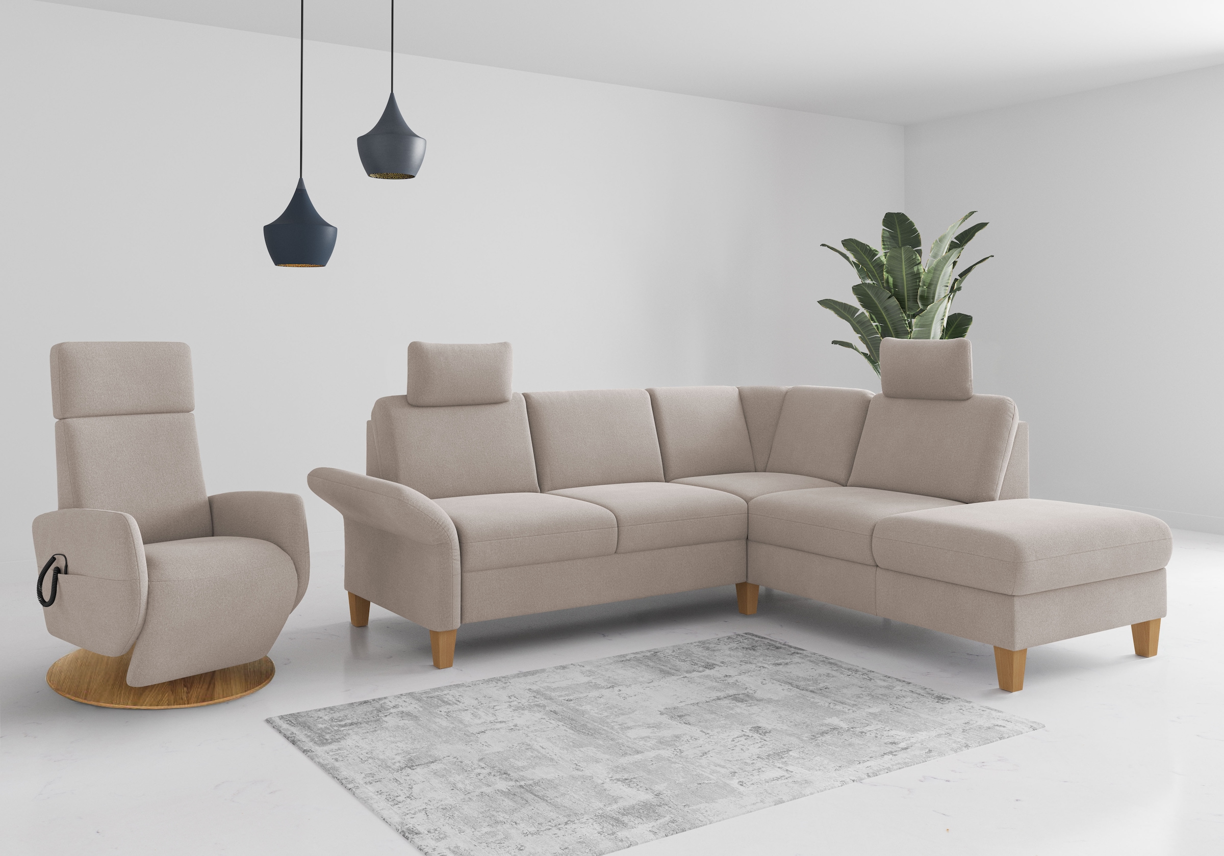 Home affaire Ecksofa »Rochelle, L-Form«, wahlweise mit Armteilverstellung, Bettfunktion und Bettkasten