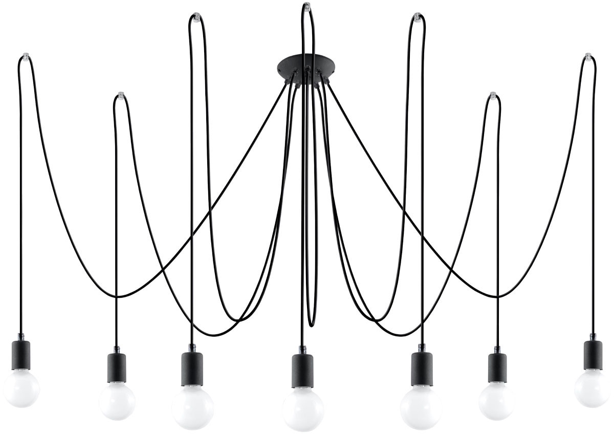 SOLLUX lighting Kronleuchter »EDISON«, 7 flammig, Leuchtmittel E27 | ohne Leuchtmittel, Slush -Einstellung