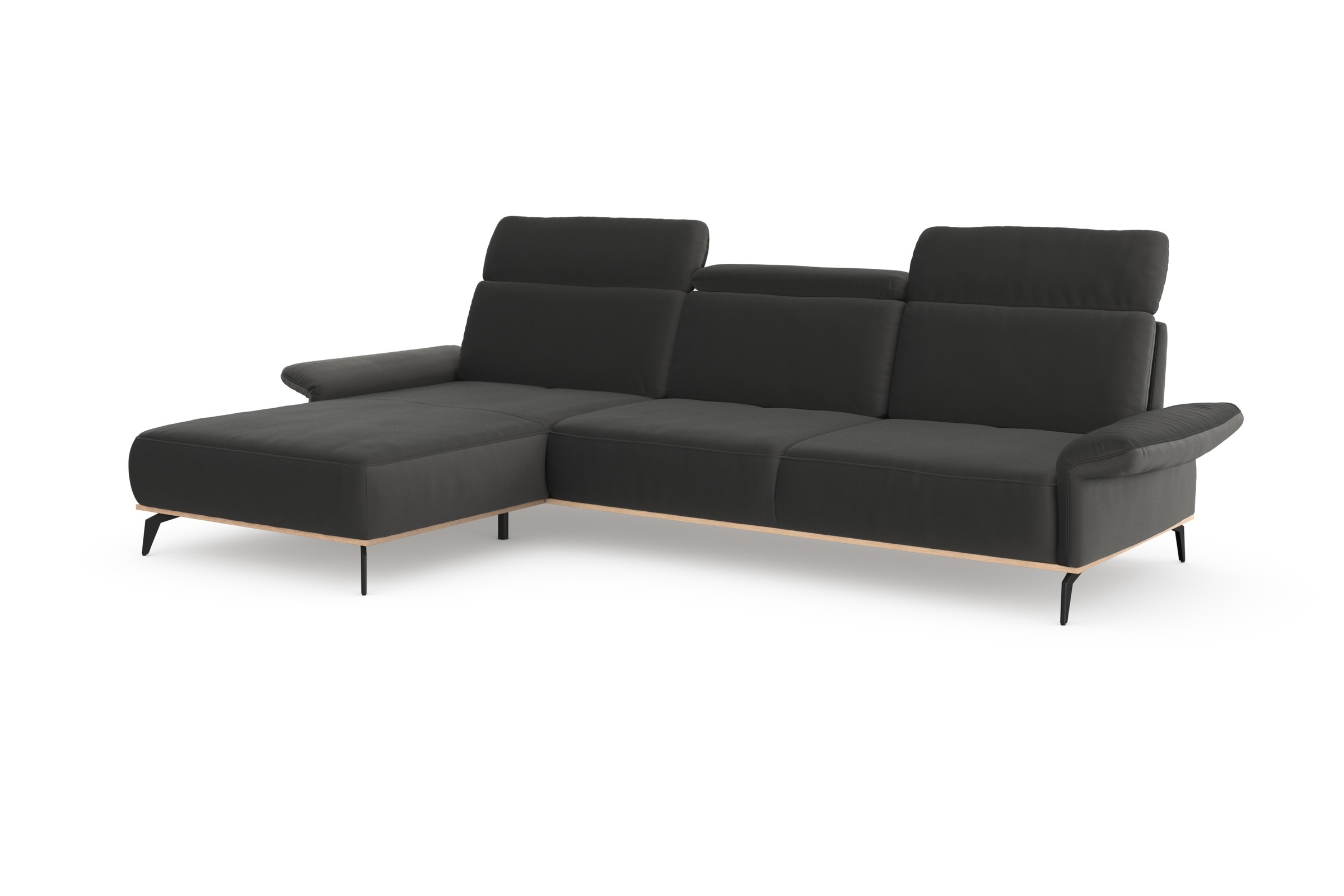 Places of Style Ecksofa »Fjord L-Form«, massiv, wahlweise mit Armlehnfunktion, Kopf- Sitztiefenverstellung