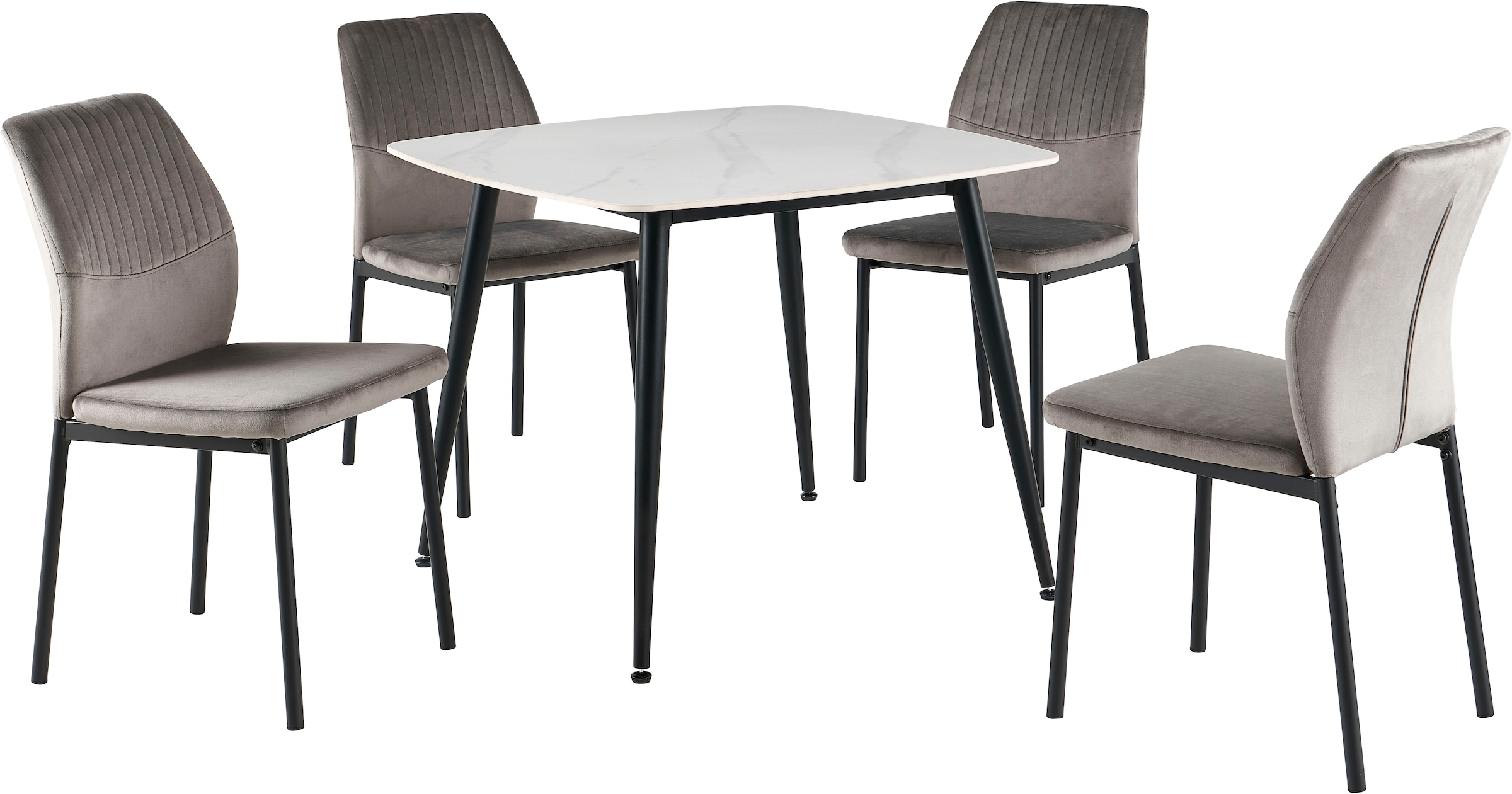 OTTO home Essgruppe »Nora« Set, 5 tlg. mit 4 bequemen Stühlen, Esstisch aus gesintertem Stein in Keramikoptik