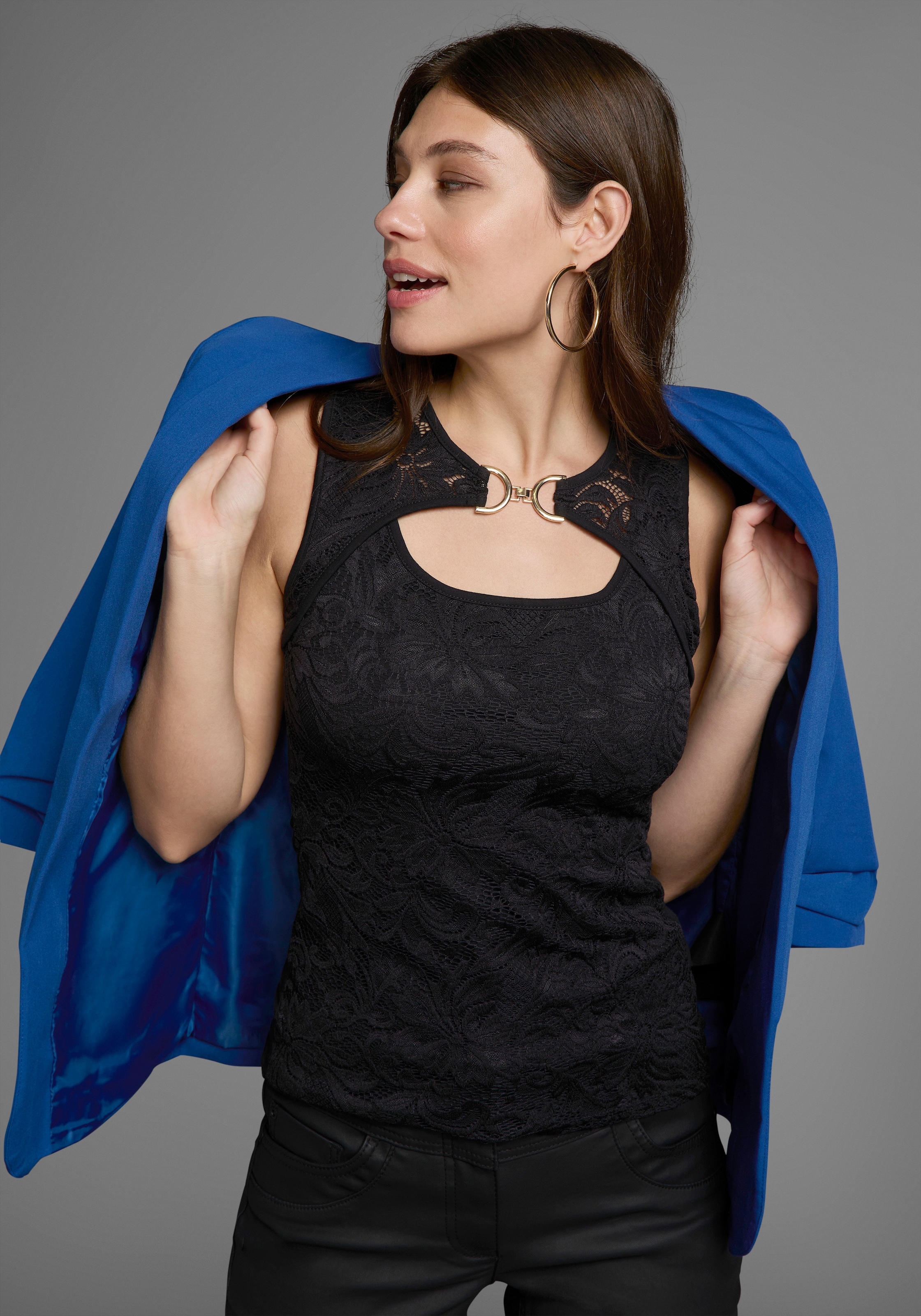 Melrose Spitzentop mit Zierschnalle