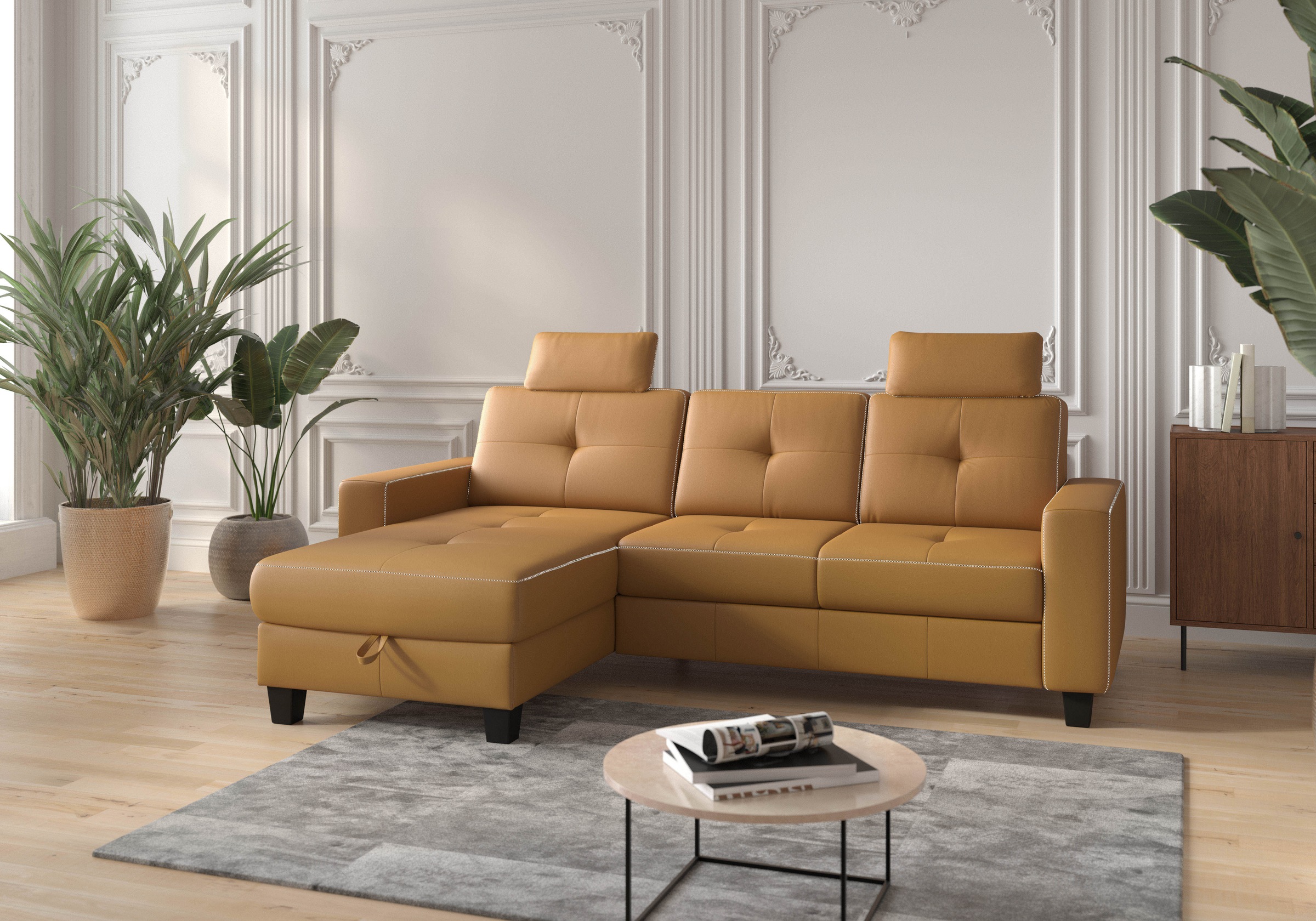 Places of Style Ecksofa »Varese«, wahlweise mit Bettfunktion und Bettkasten