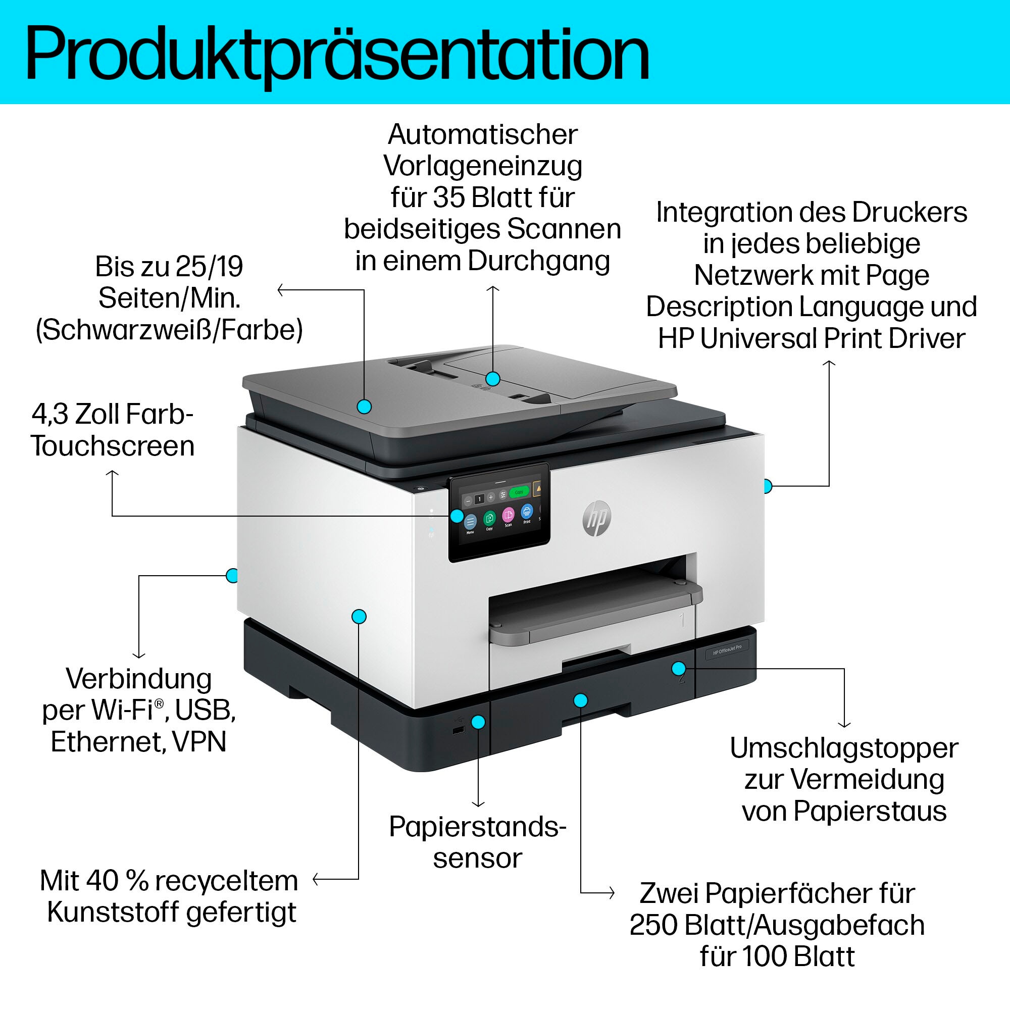 HP Multifunktionsdrucker »OfficeJet Pro 9130b«, HP Instant Ink kompatibel