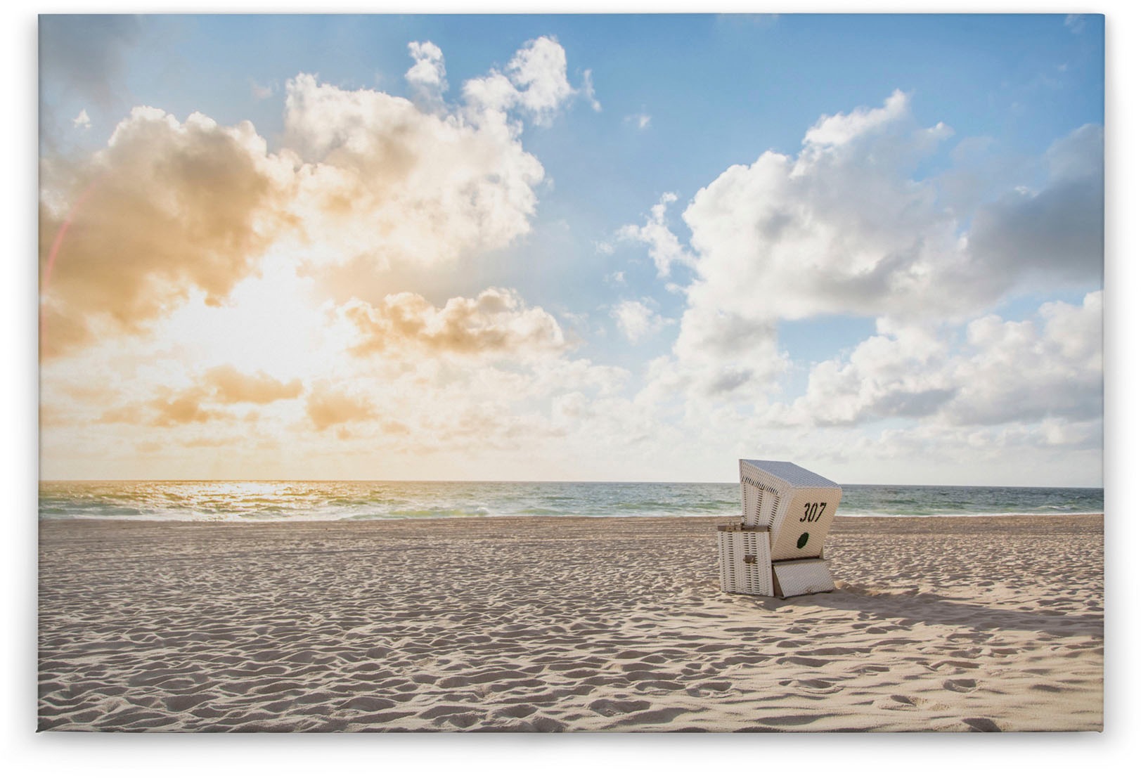 Bricoflor Leinwand Bild Mit Strandkorb Maritimes Wandbild In Hellblau Und C günstig online kaufen