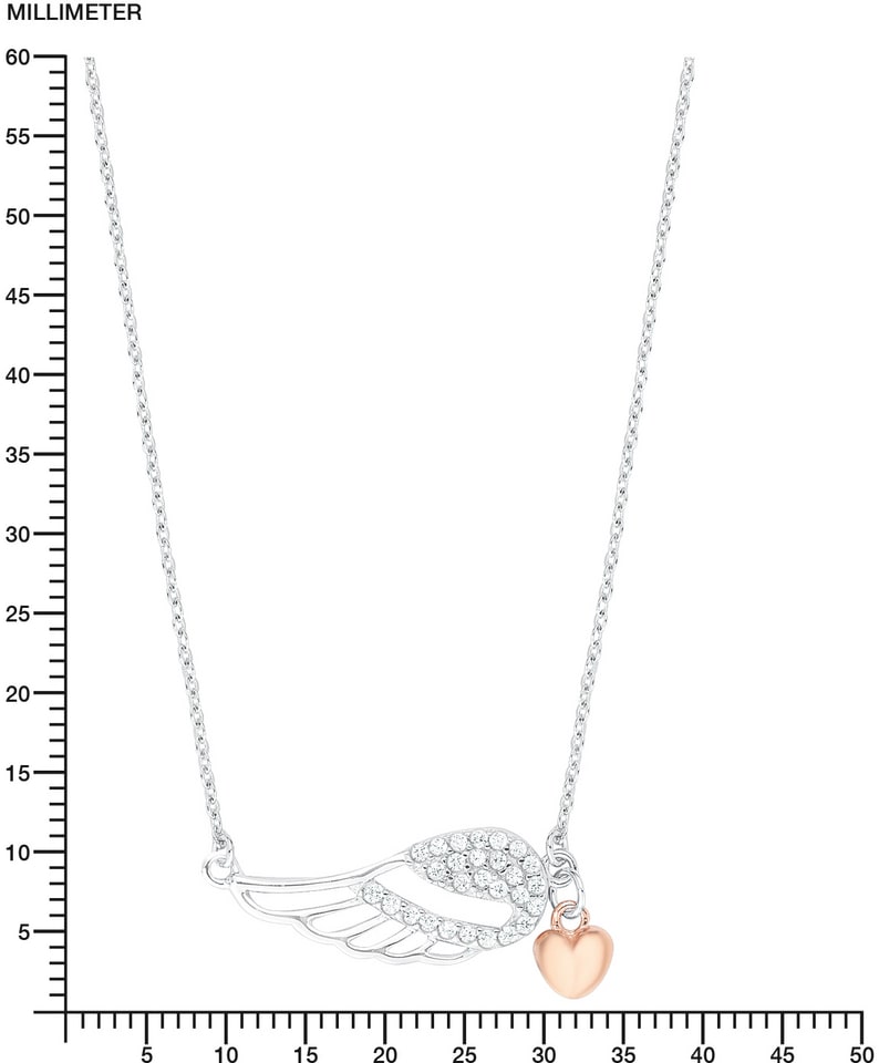 Amor Kette mit Anhänger »Flügel mit Herz, 9271047«, mit Zirkonia (synth.)