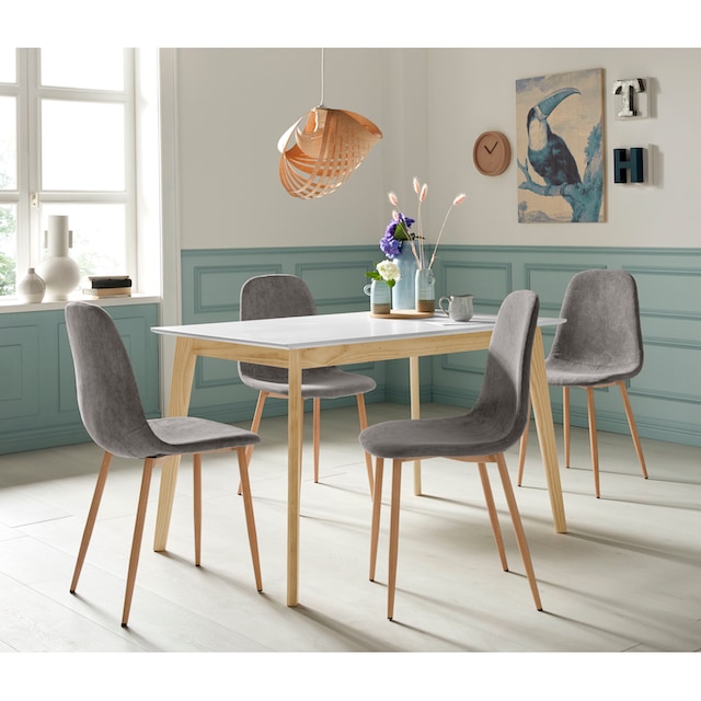 Homexperts Essgruppe »Kaitlin Tischgruppe«, (Set, 5 tlg., bestehend aus  Esstisch »Kailtin« Breite 120 cm und 4 Stühlen) online bestellen