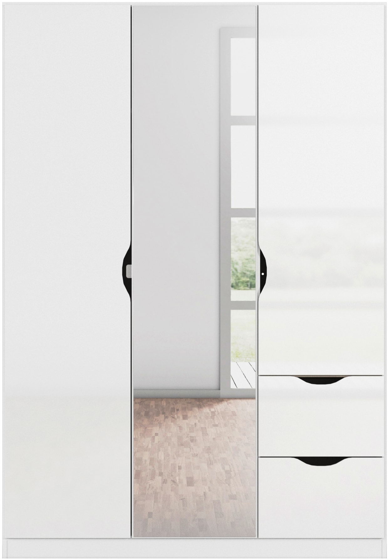 rauch Kleiderschrank »Freiham Drehtürenschrank Garderobe BESTSELLER« mit Spiegel und Schubkästen, Griffmulden,  Schlafzimmerschrank Schrank