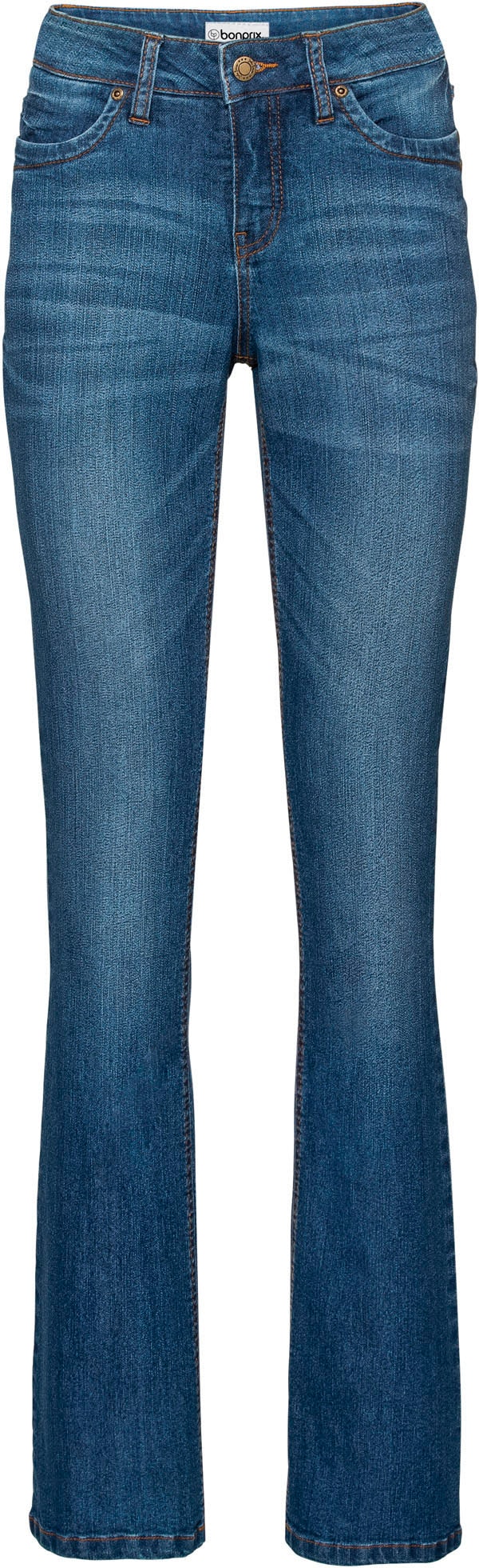 bonprix Bootcut-Jeans »Bootcut-Jeans Mid Waist, Komfort-Stretch« Regular Fit Passform, im klassischen 5-Pocket-Stil