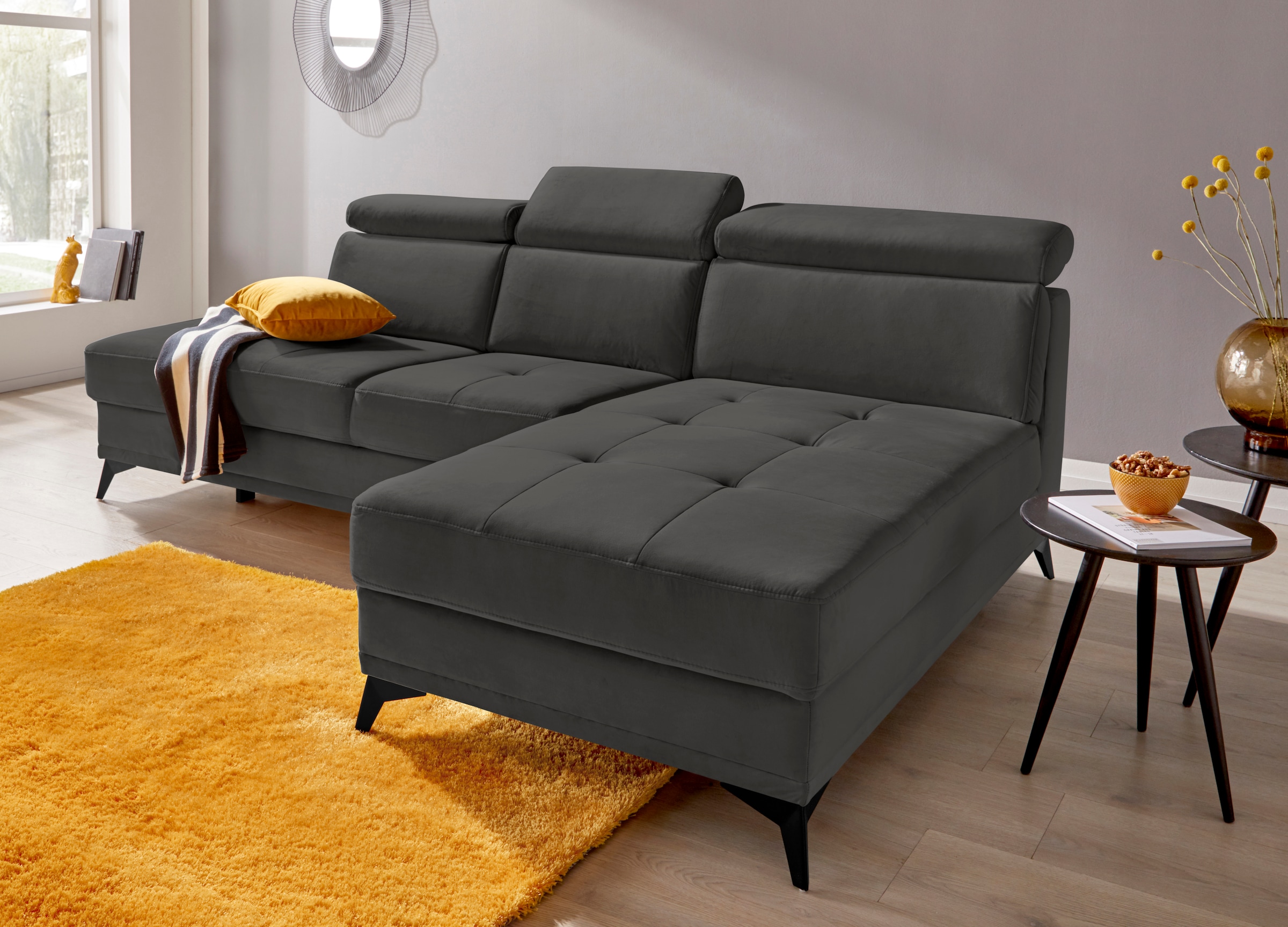 INOSIGN Ecksofa »Cardiz L-Form«, inkl.Kopfteilverstellung und Federkern wahlweise mit Bettfunktion