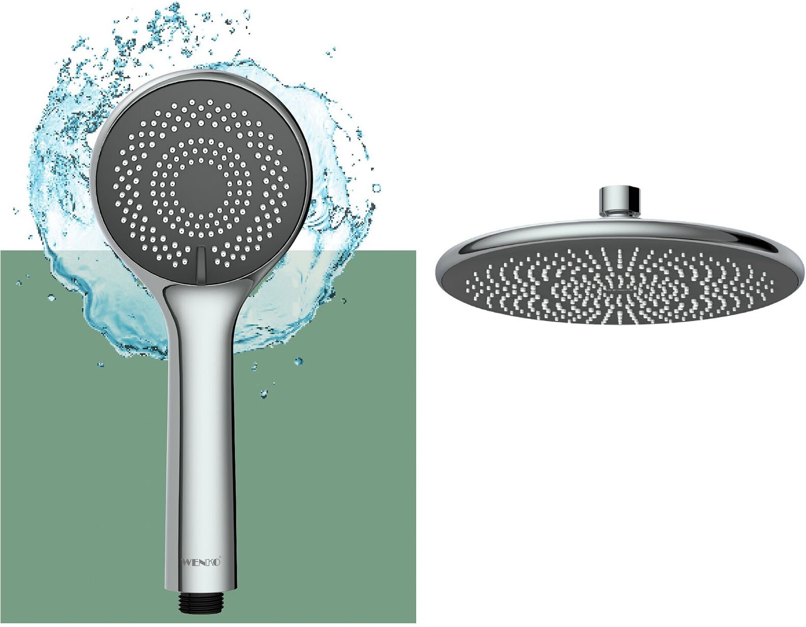 WENKO Duschsystem »Watersaving« Chrome, höhenverstellbare Duschstange von 75-120cm