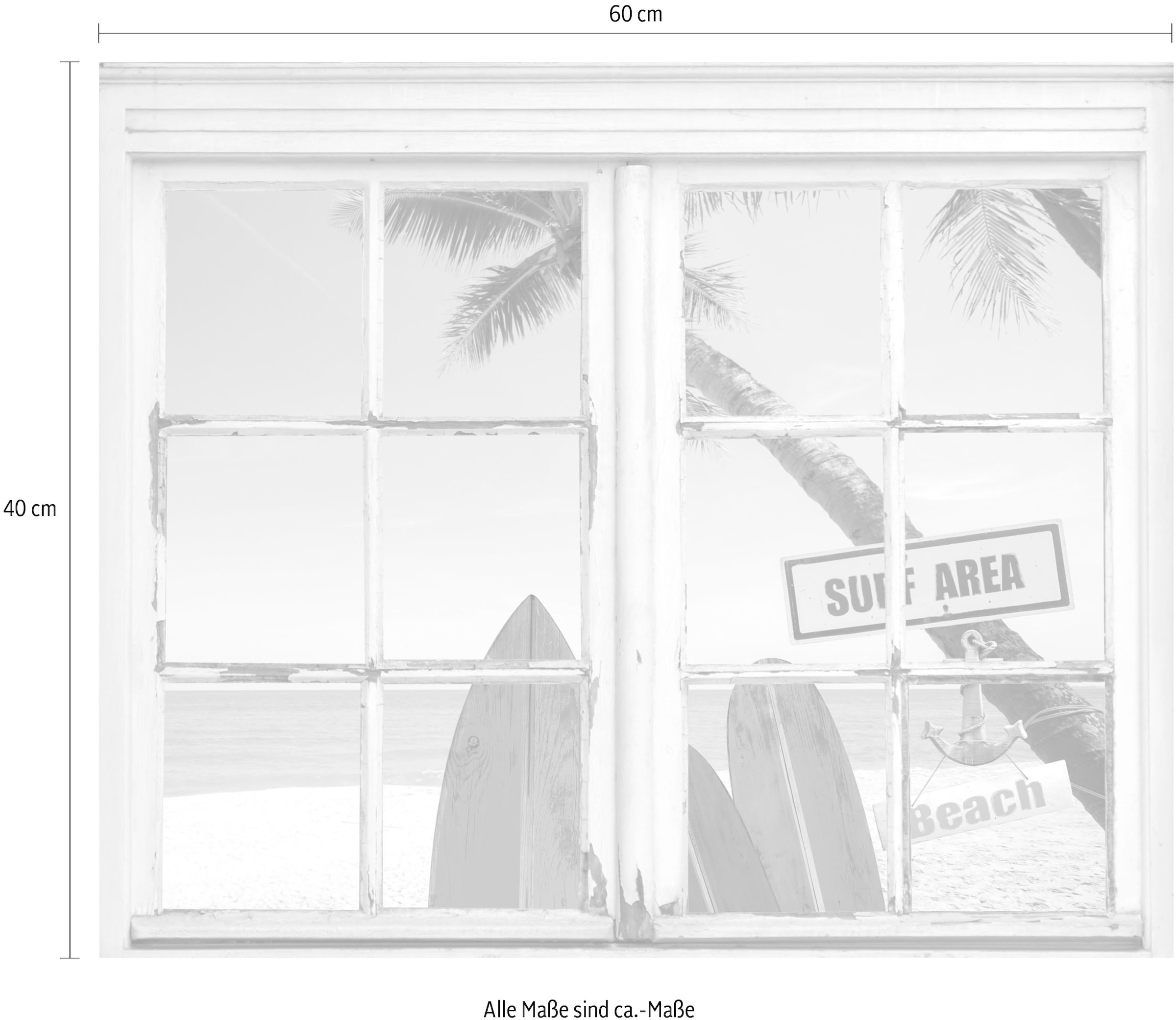 queence Wandsticker »Surf Area Beach«, Wandsticker, Wandbild, selbstklebend, Surfer