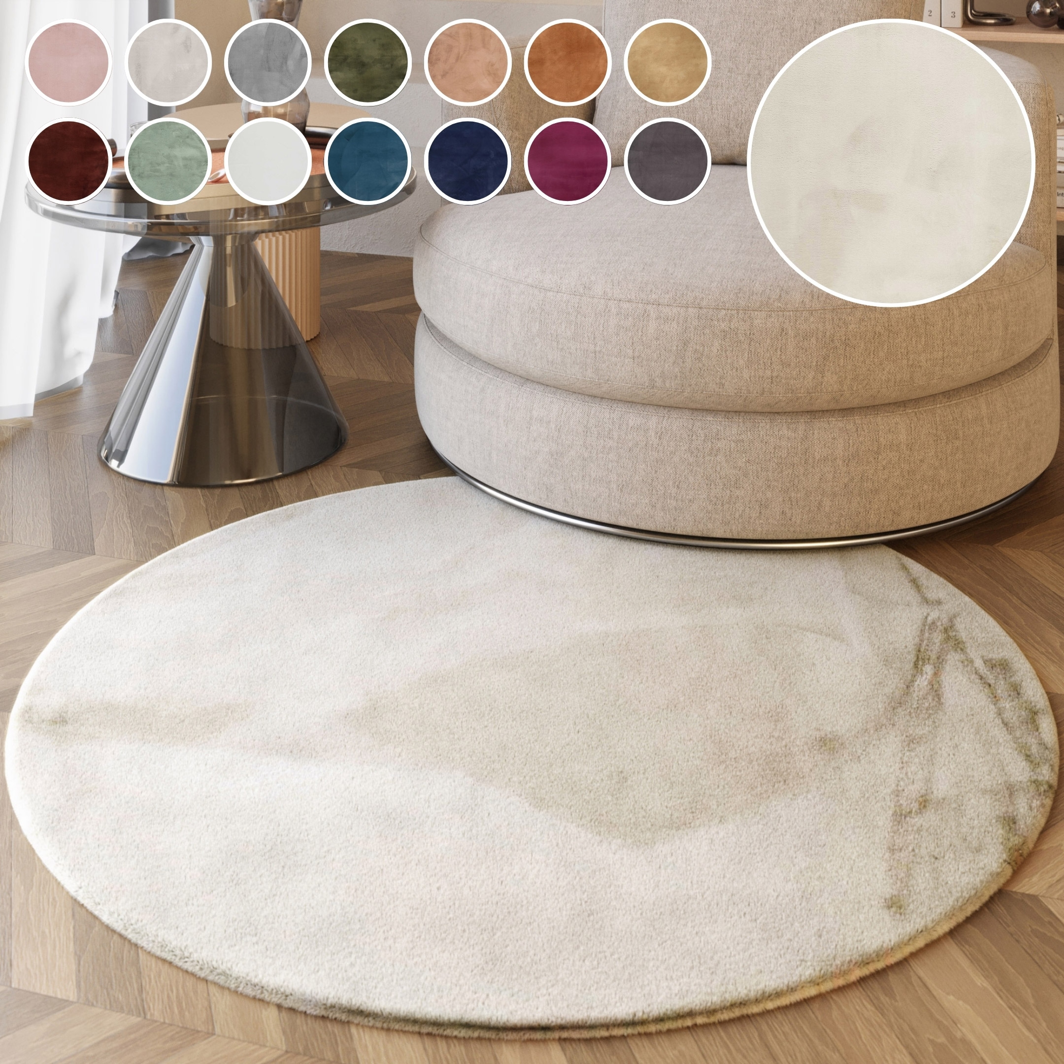 Esprit Hochflor-Teppich »Alice ESP-4377 Kunstfell«, rund, 25 mm Höhe, Kaninchenfell-Haptik, besonders weich und dicht, für alle Räume