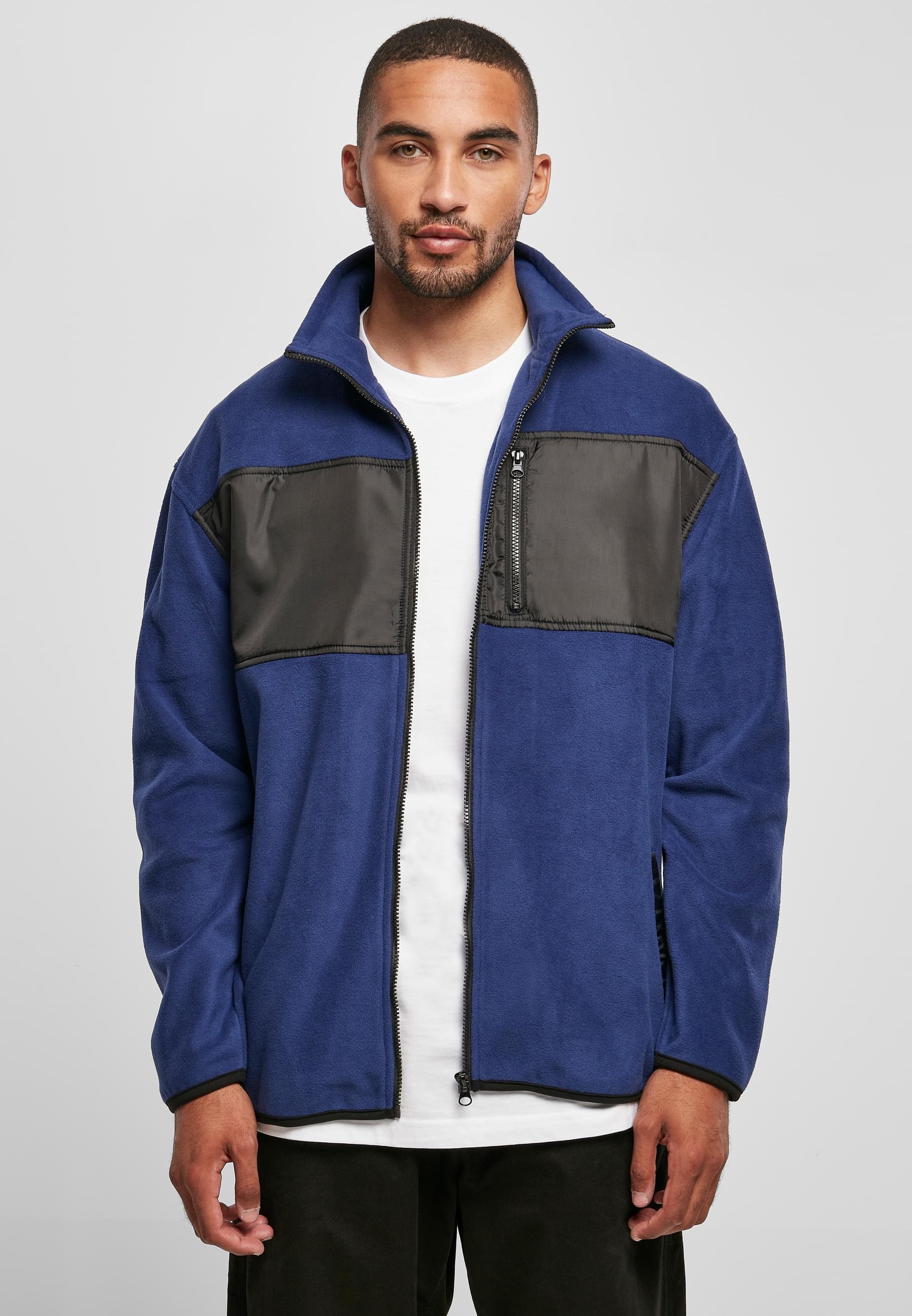 URBAN CLASSICS Fleecejacke »Urban Classics Herren Patched Micro Fleece Jacket« 1 Stk. tlg. ohne Kapuze