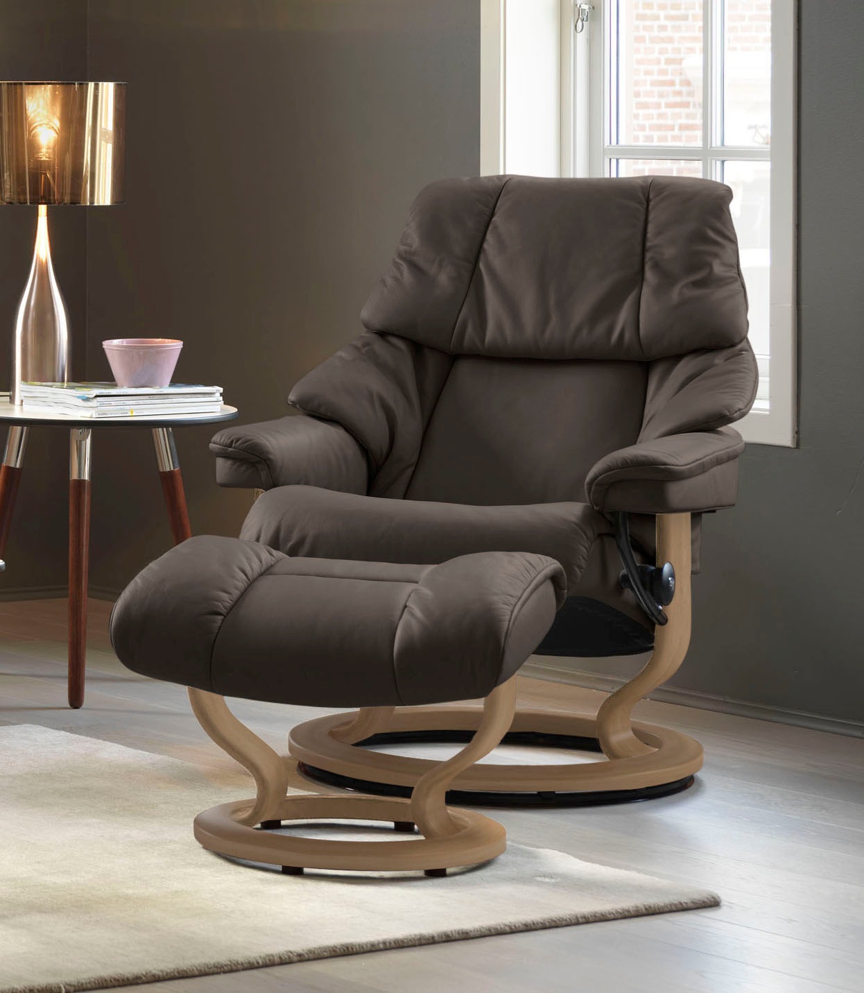 Stressless® Relaxsessel »Reno«, (Set, Relaxsessel mit Hocker), mit Hocker, günstig online kaufen